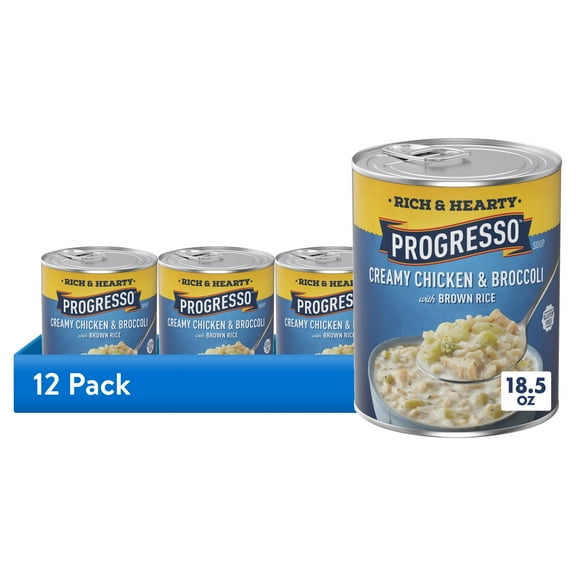 (12 pack) Progresso Rich & Hearty, Creamy Chicken & Broccoli Soup, Gluten Free, 18.5 oz.