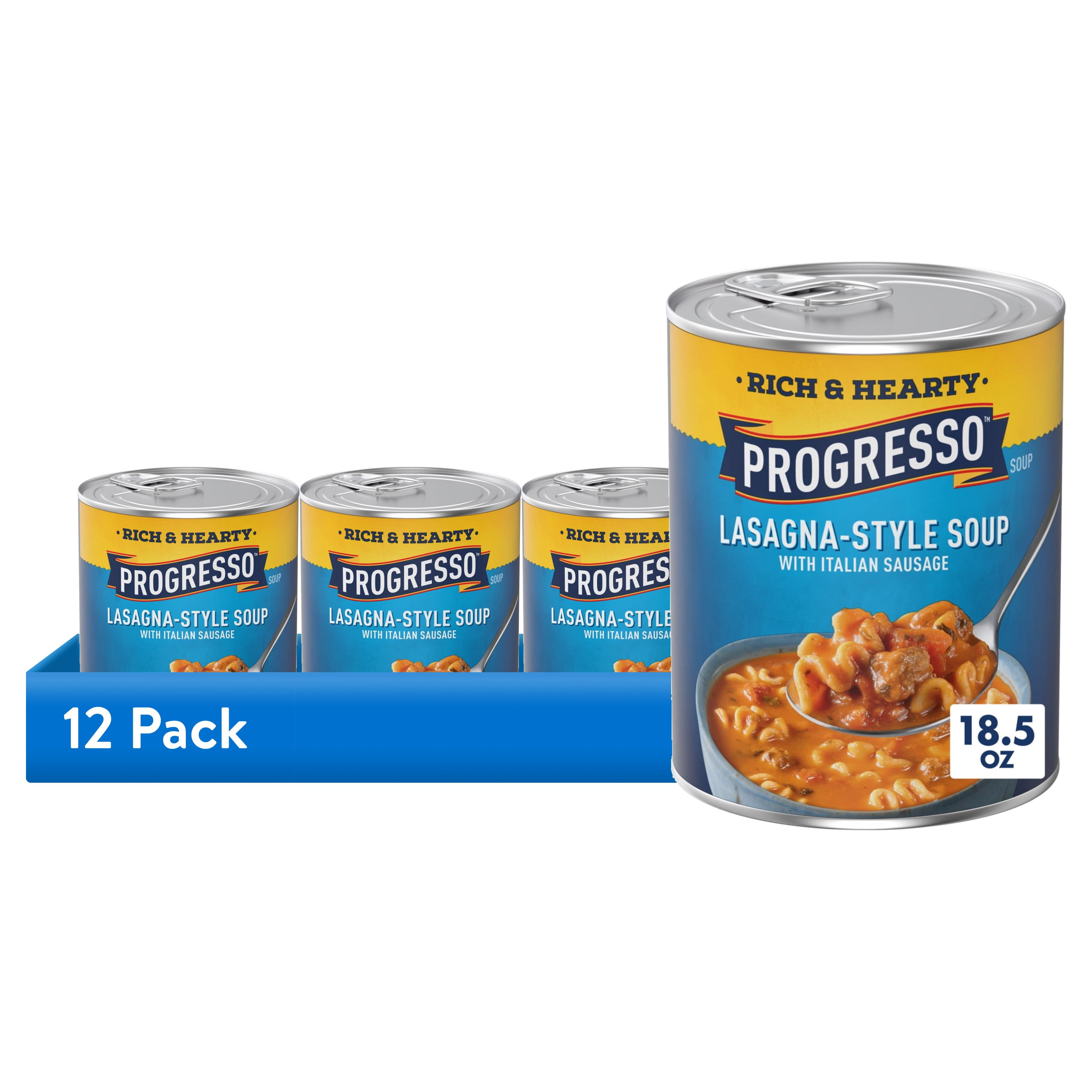 (12 pack) Progresso Rich & Hearty, Lasagna-Style Soup With Italian Sausage, Canned Soup, 18.5 oz.