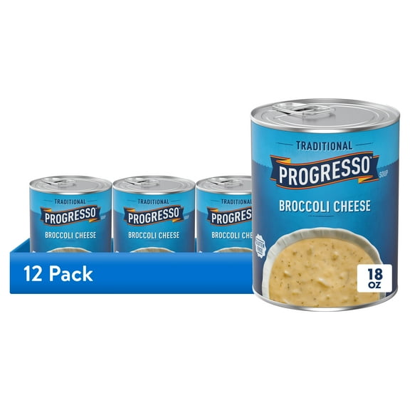 (12 pack) Progresso Traditional, Broccoli Cheese Canned Soup, Gluten Free, 18 oz.