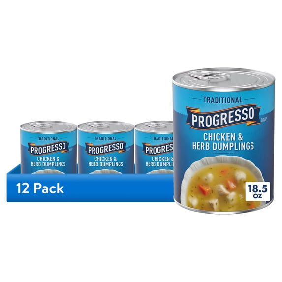 (12 pack) Progresso Traditional, Chicken and Herb Dumplings Canned Soup, 18.5 oz
