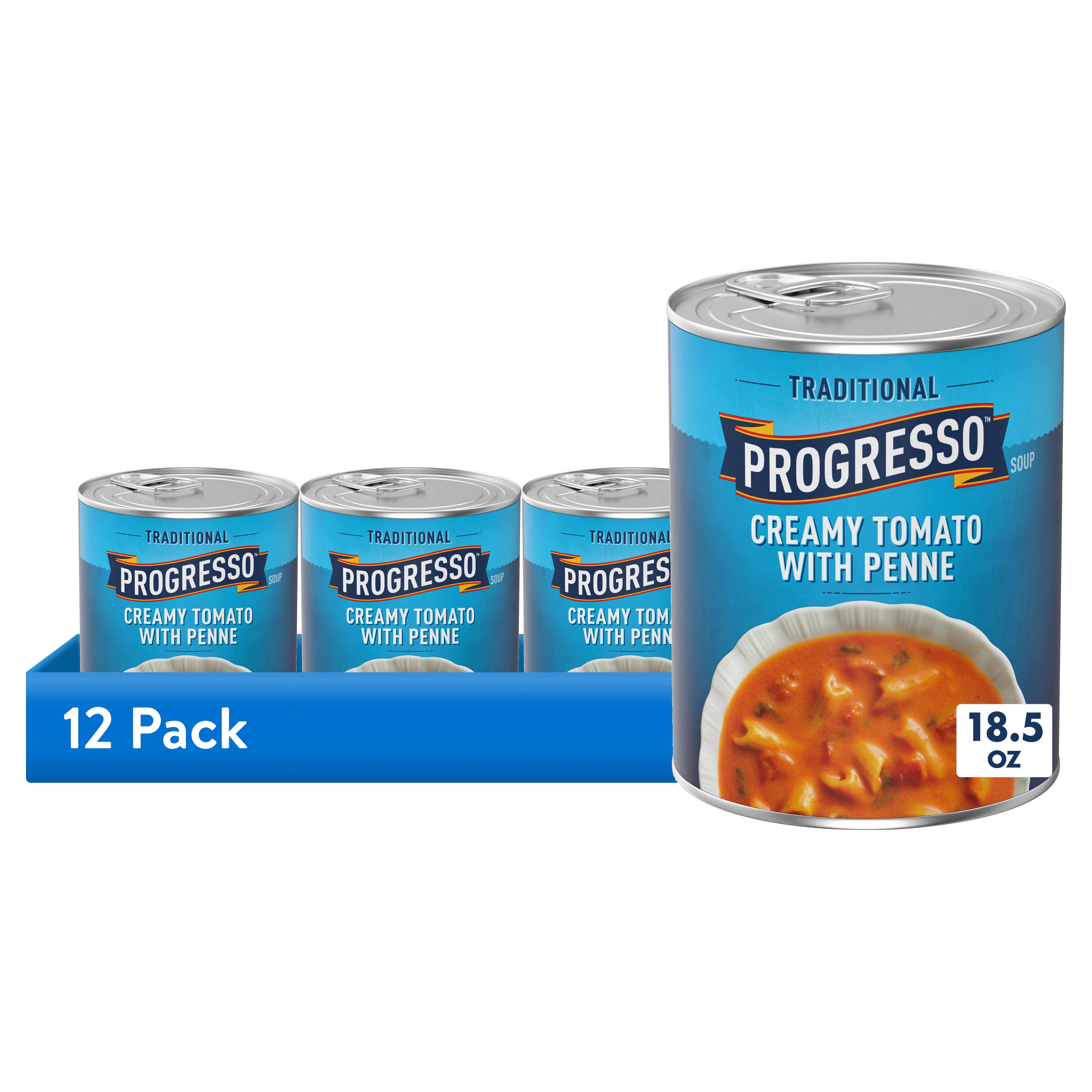 (12 pack) Progresso Traditional, Creamy Tomato with Penne Canned Soup, 18.5 oz