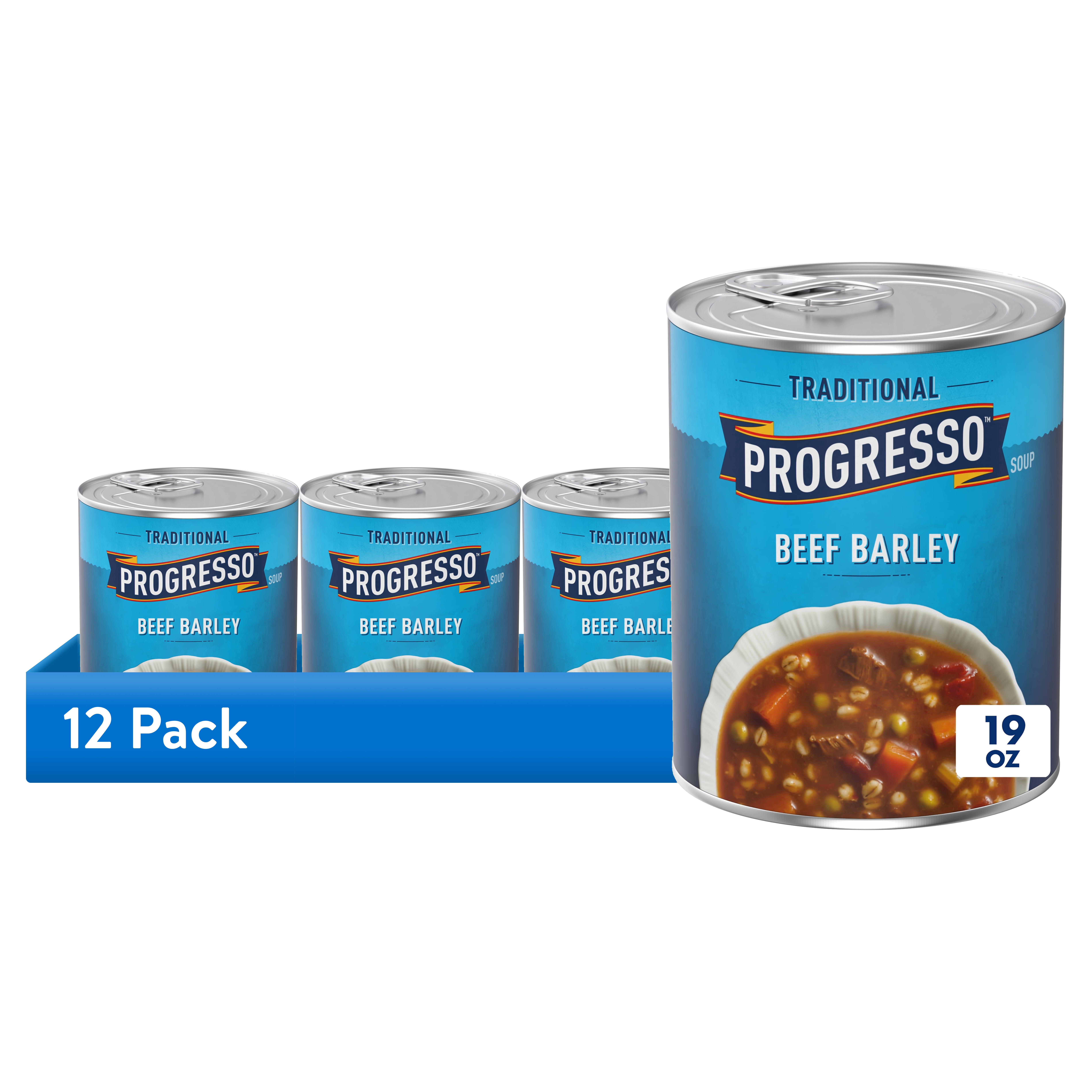 (12 pack) Progresso Traditional, Ready to Serve Beef Barley Soup, 19 oz.