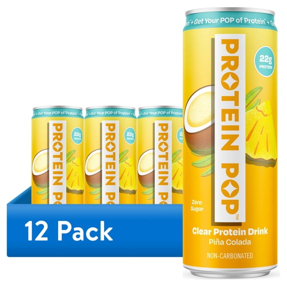 (12 pack) Protein Pop Pina Colada Clear Protein Drink 12 oz - Walmart.com