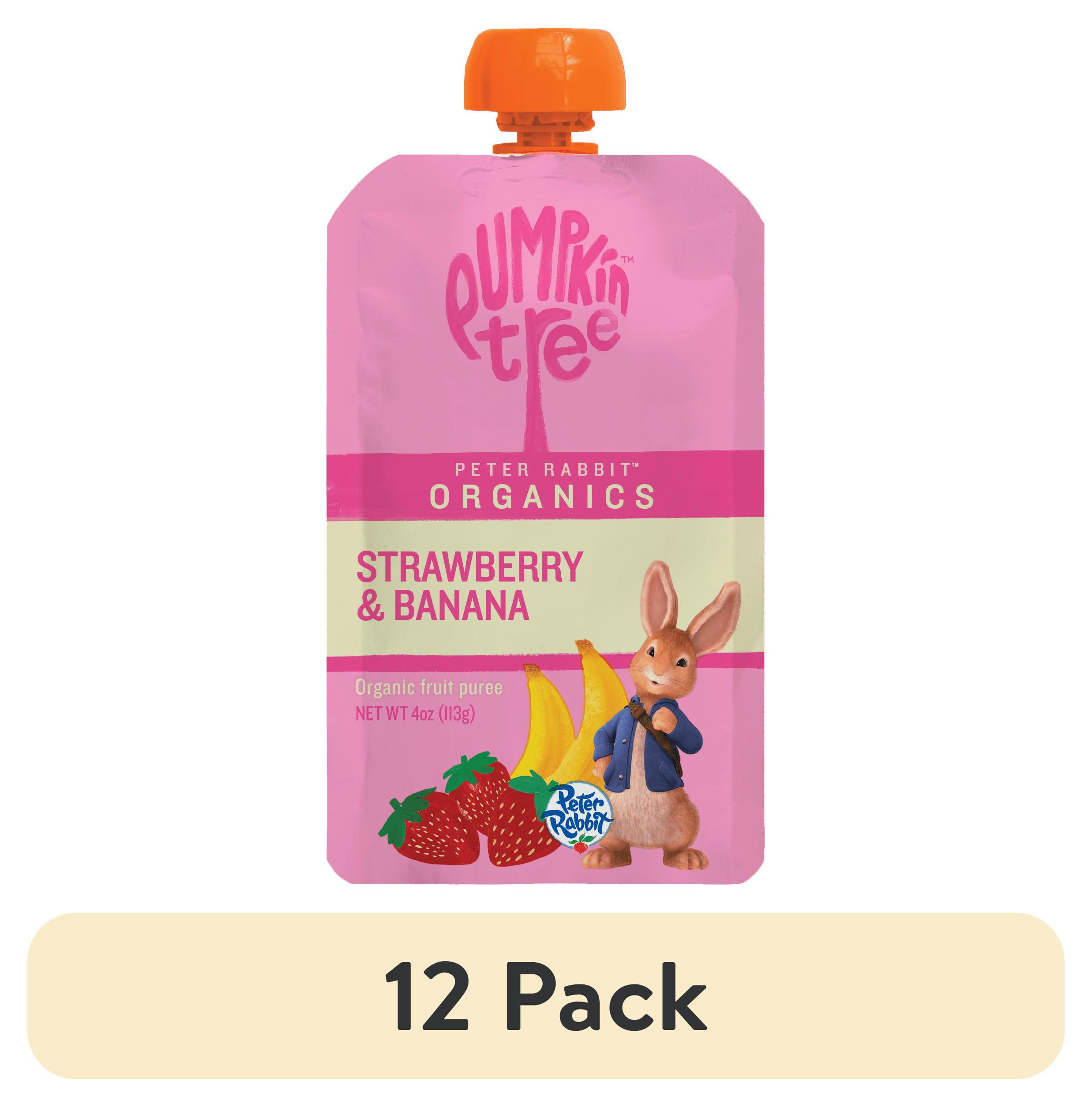 (12 pack) Pumpkin Tree Peter Rabbit Organics Strawberry and Banana Organic Fruit Snack, 4 oz