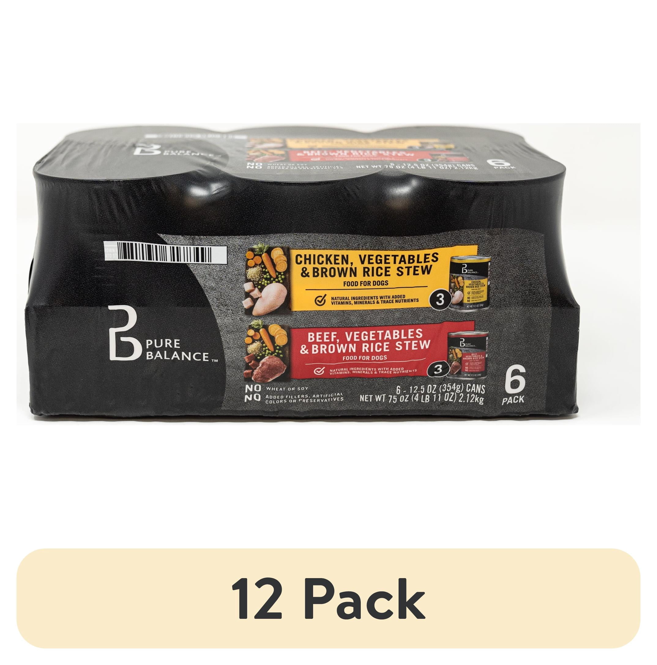 (12 pack) Pure Balance Beef Stew and Chicken Stew Wet Dog Food Variety Pack, 12.5 oz Cans, 6 Pack
