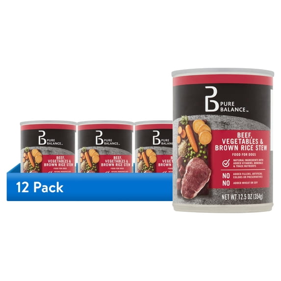 (12 pack) Pure Balance Grain-Free Formula Beef Wet Dry Dog Food 12.5 oz Can