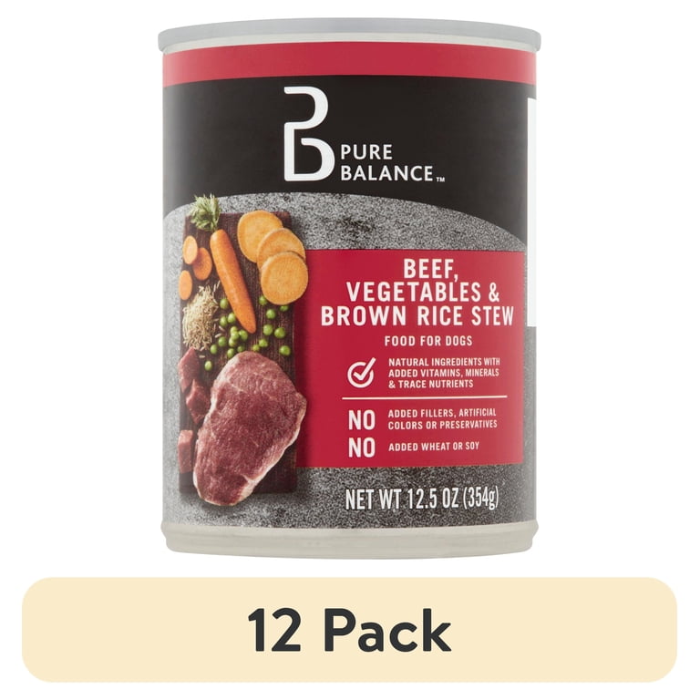 (12 pack) Pure Balance Grain-Free Formula Beef Wet Dry Dog Food 12.5 oz Can