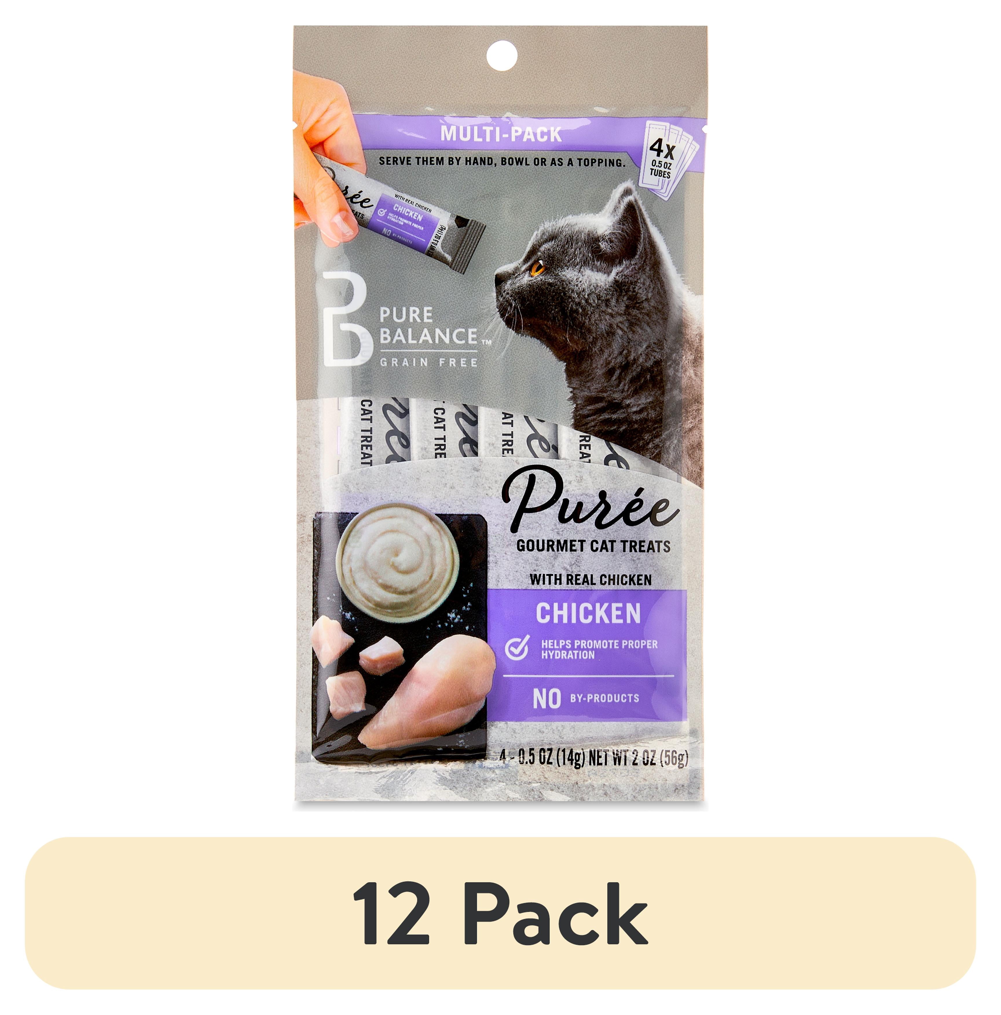 (12 pack) Pure Balance Chicken Puree Gourmet Cat Treats, 0.5 oz, 4 Count