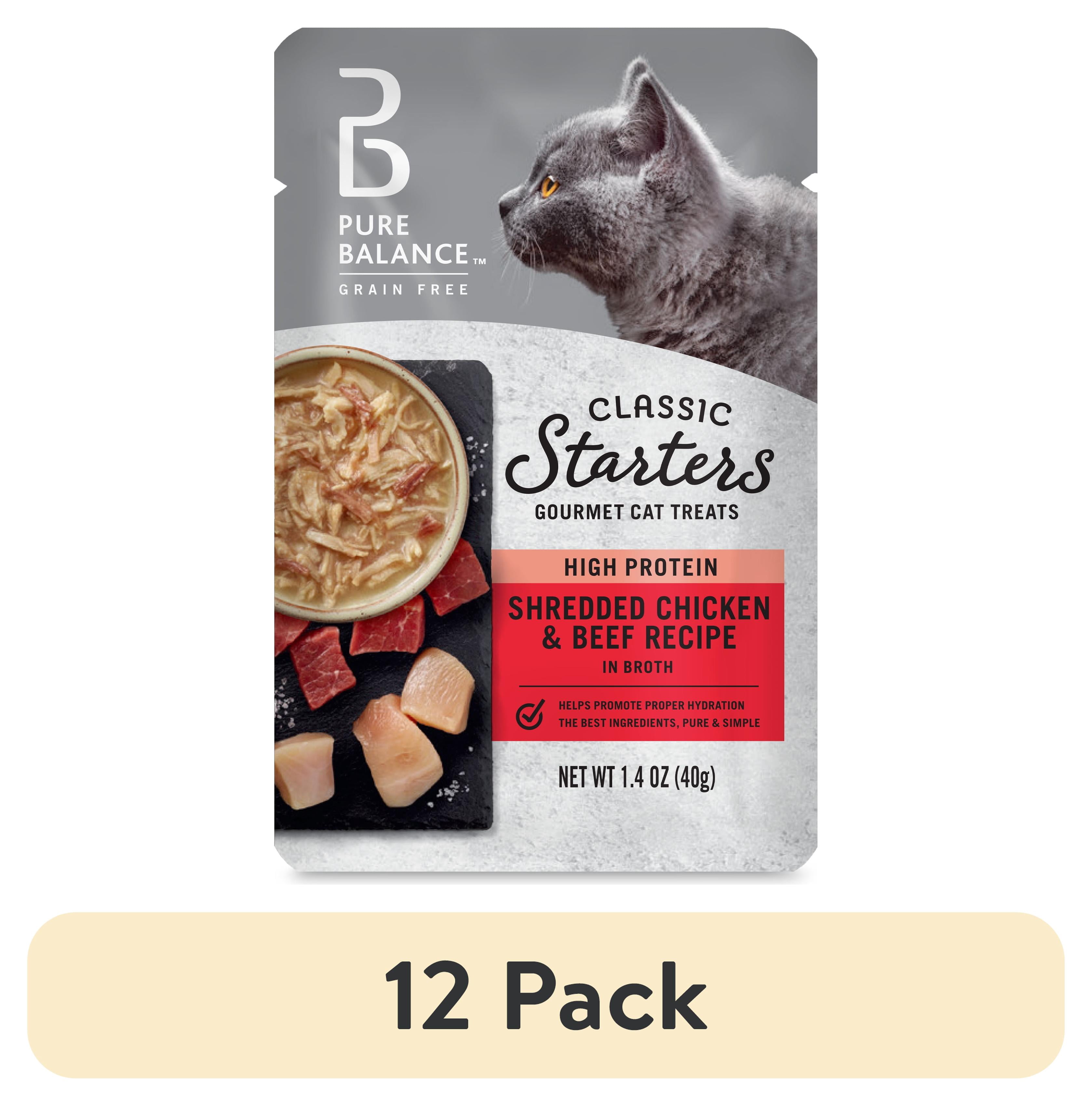(12 pack) Pure Balance Classic Starters Shredded Chicken and Beef Recipe in Broth, 1.4 oz