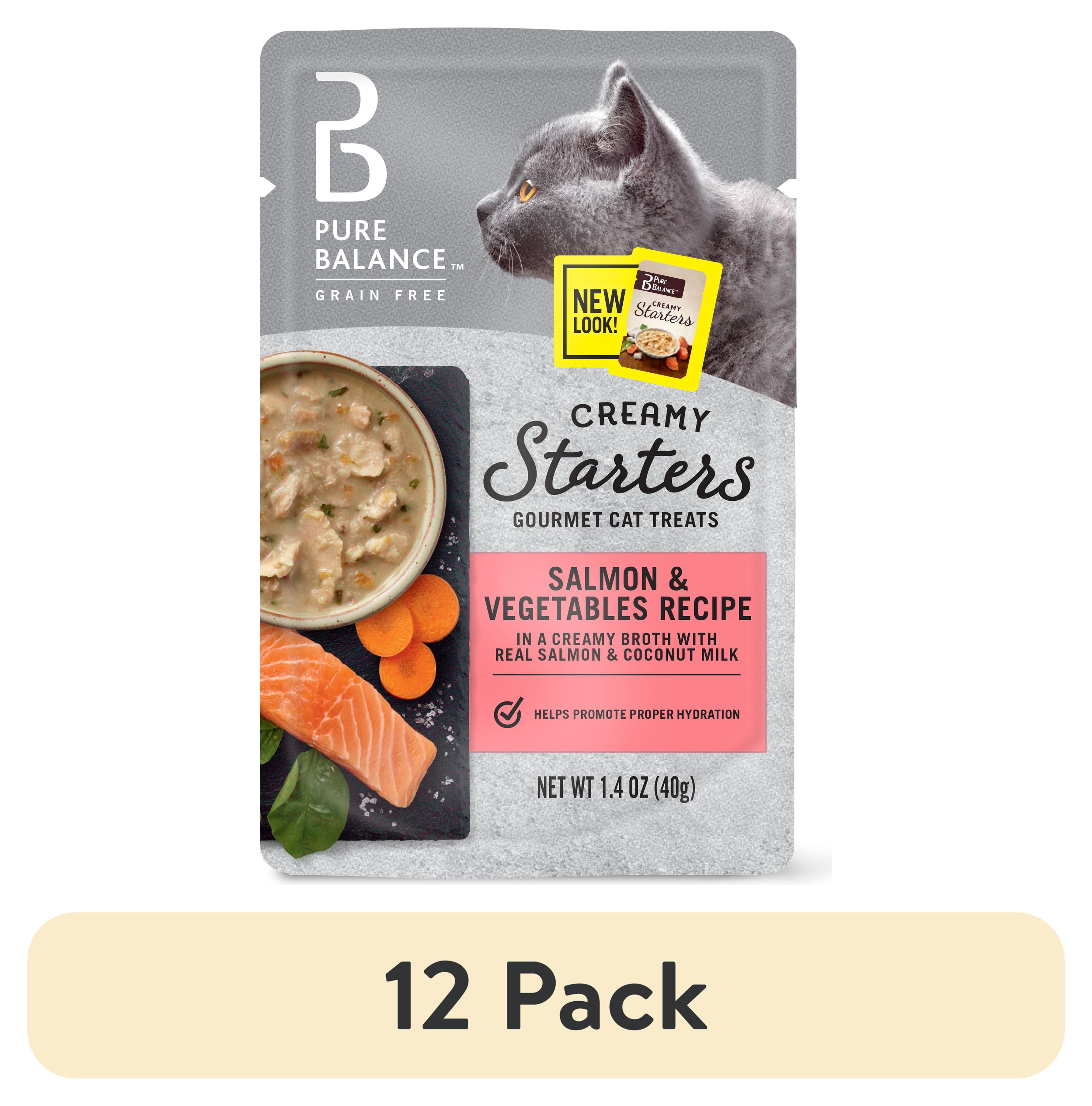 (12 pack) Pure Balance Gourmet Cat Treat Creamy Starters, Salmon & Vegetable Recipe, 1.4 oz