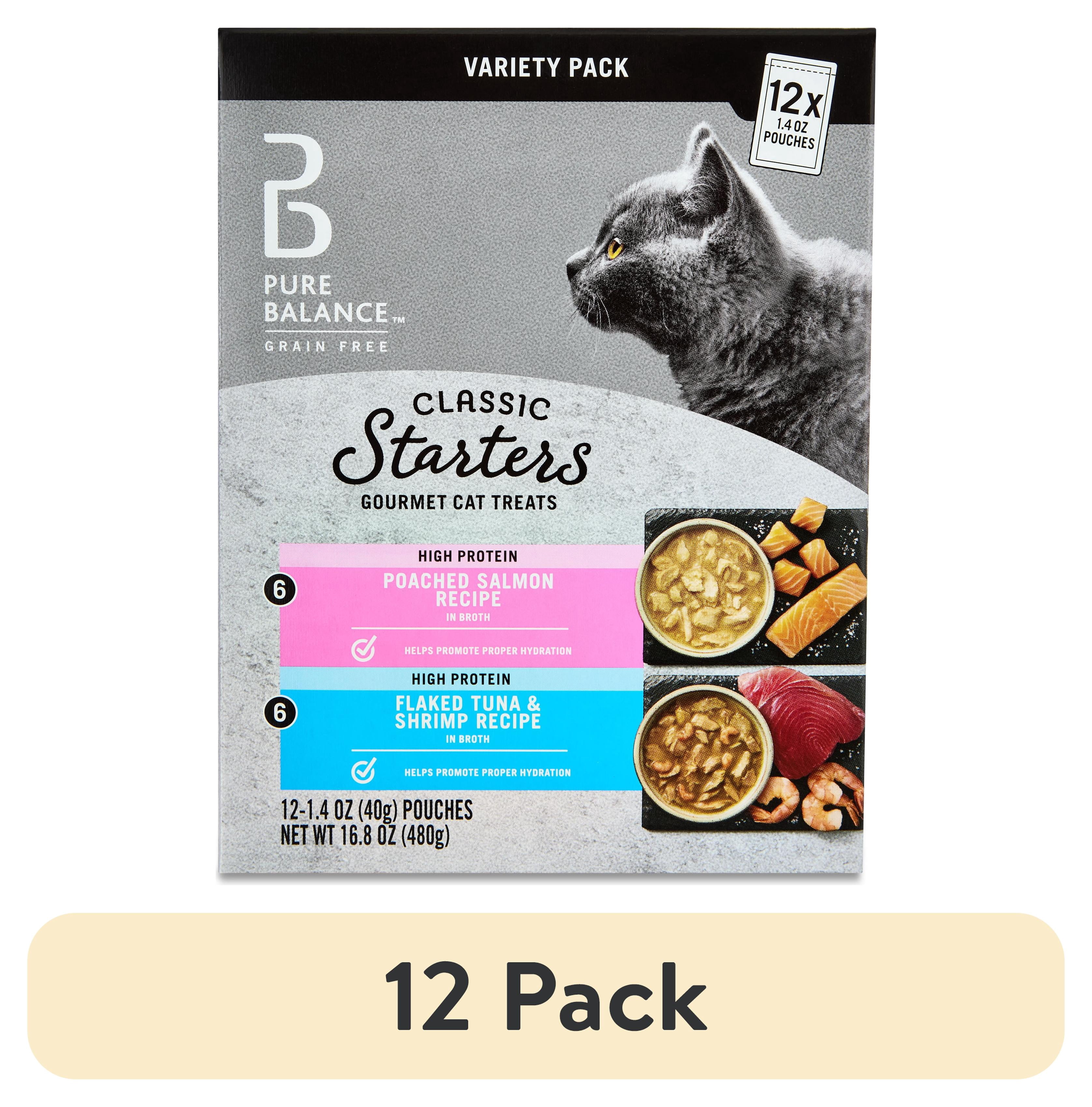 (12 pack) Pure Balance Grain-Free Gourmet Wet Cat Treats Variety Pack, 1.4 oz, 12 Count