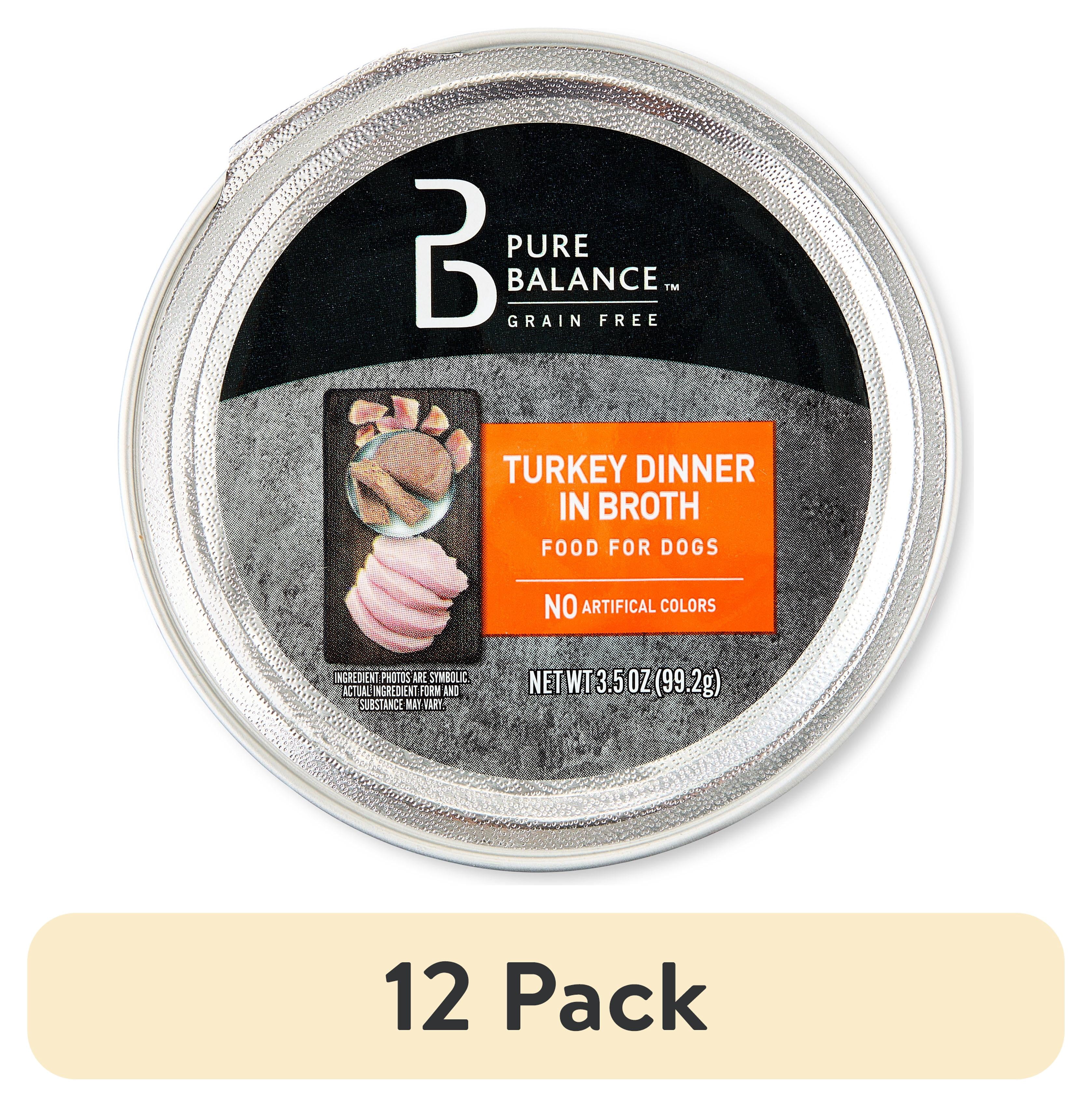 (12 pack) Pure Balance Grain-Free Turkey Dinner in Broth Wet Dog Food, 3.5 oz Tray