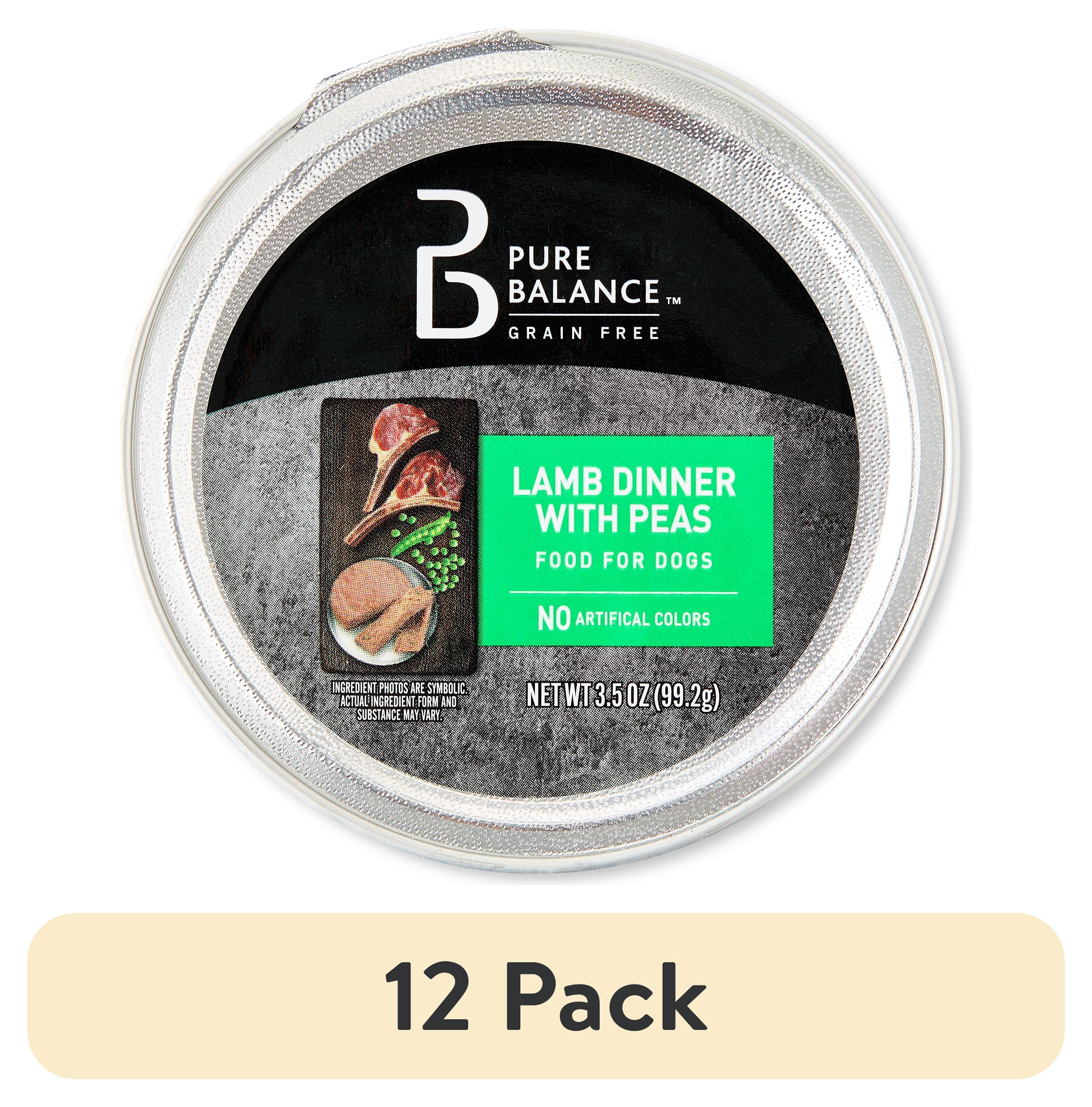 (12 pack) Pure Balance Lamb Dinner with Peas Grain-Free Wet Dog Food, 3.5 oz Tray