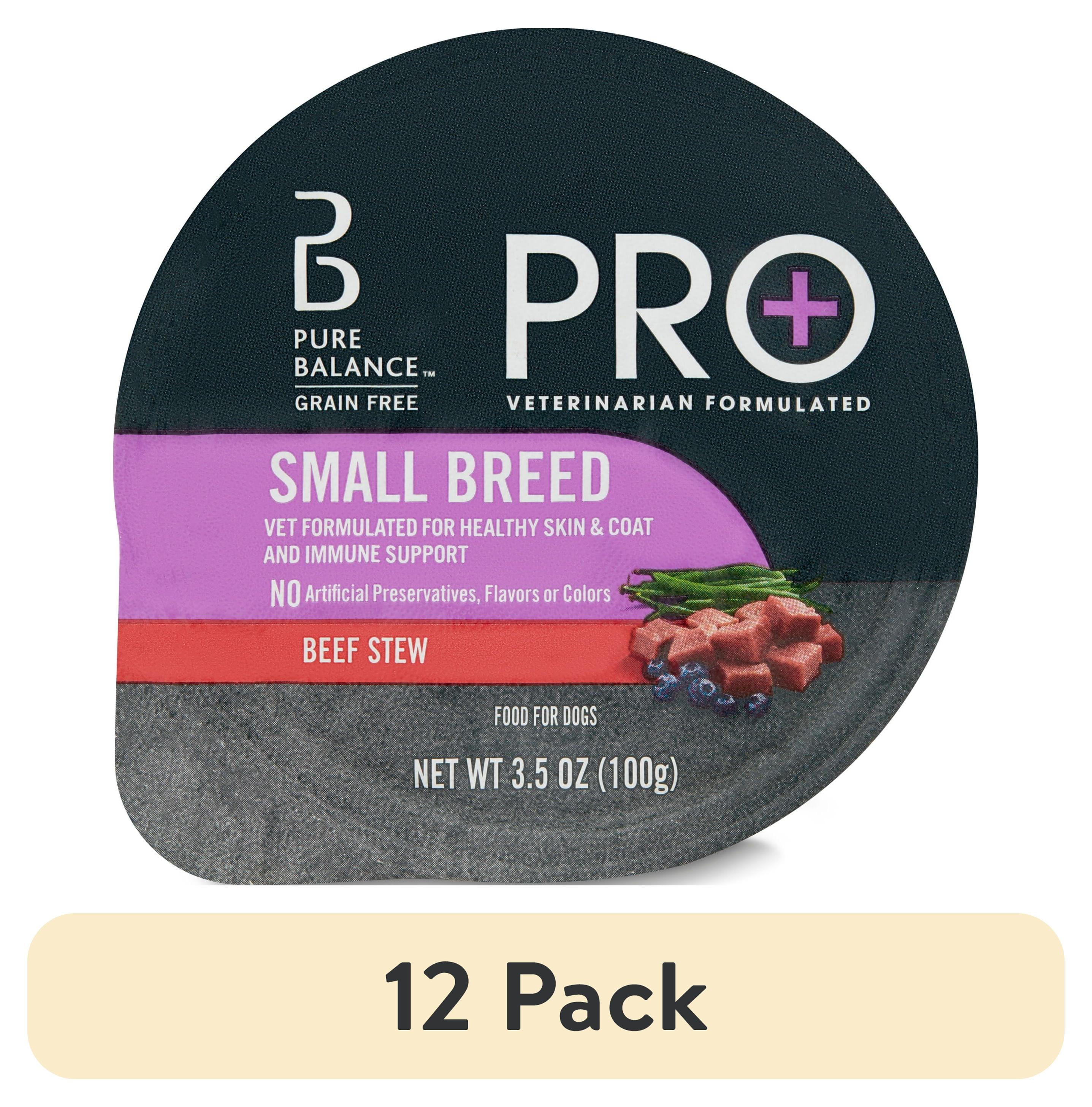(12 pack) Pure Balance Pro+ Small Breed Beef Stew Wet Dog Food, 3.5 oz Cup