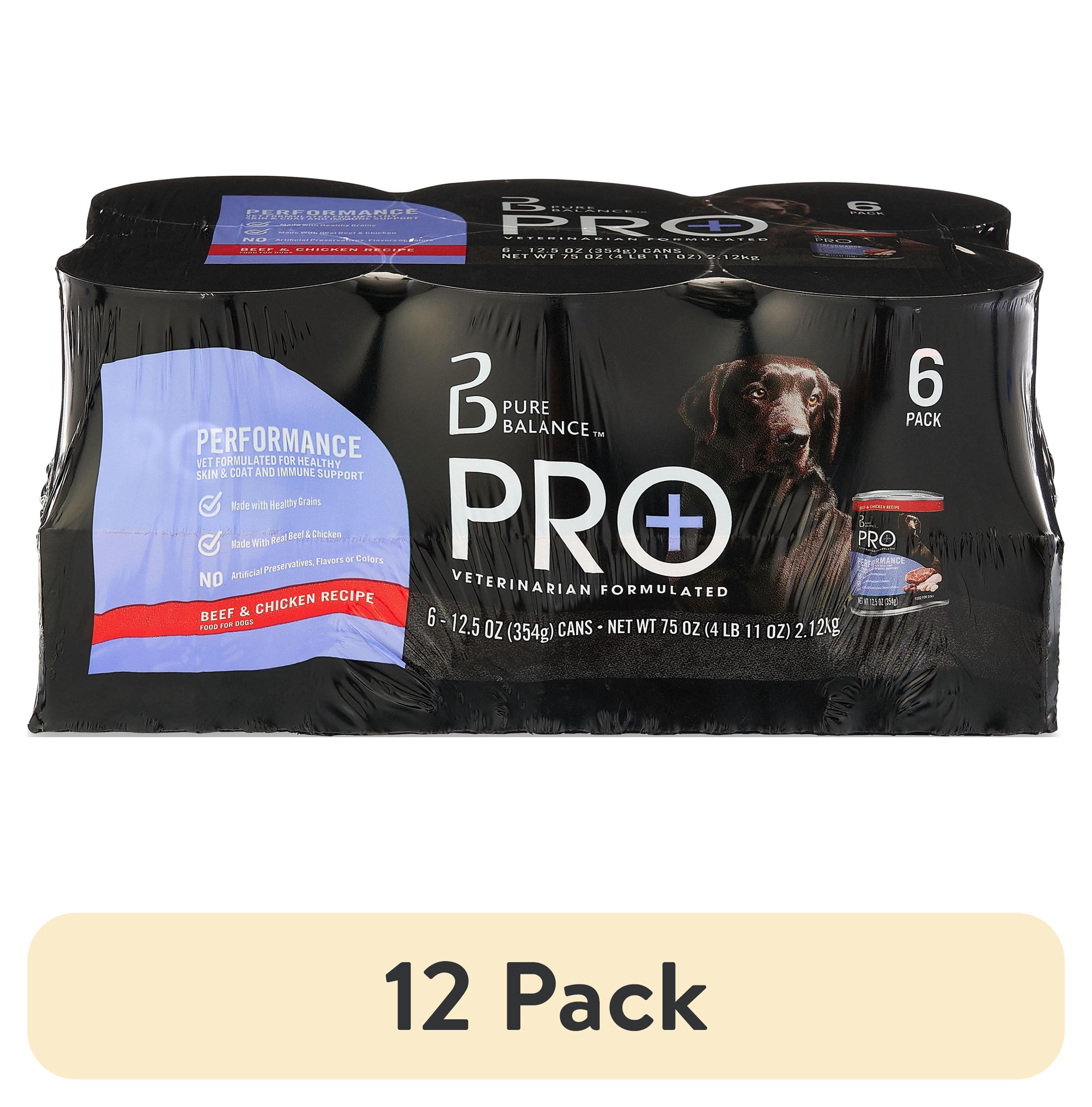 (12 pack) Pure Balance Pro+ Performance Beef & Chicken Recipe Wet Dog Food, 12.5 oz Cans, 6 Pack