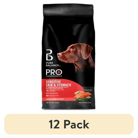 (12 pack) Pure Balance Pro+ Sensitive Skin & Stomach Dog Food, Salmon & Rice Recipe, 8 lb Bag