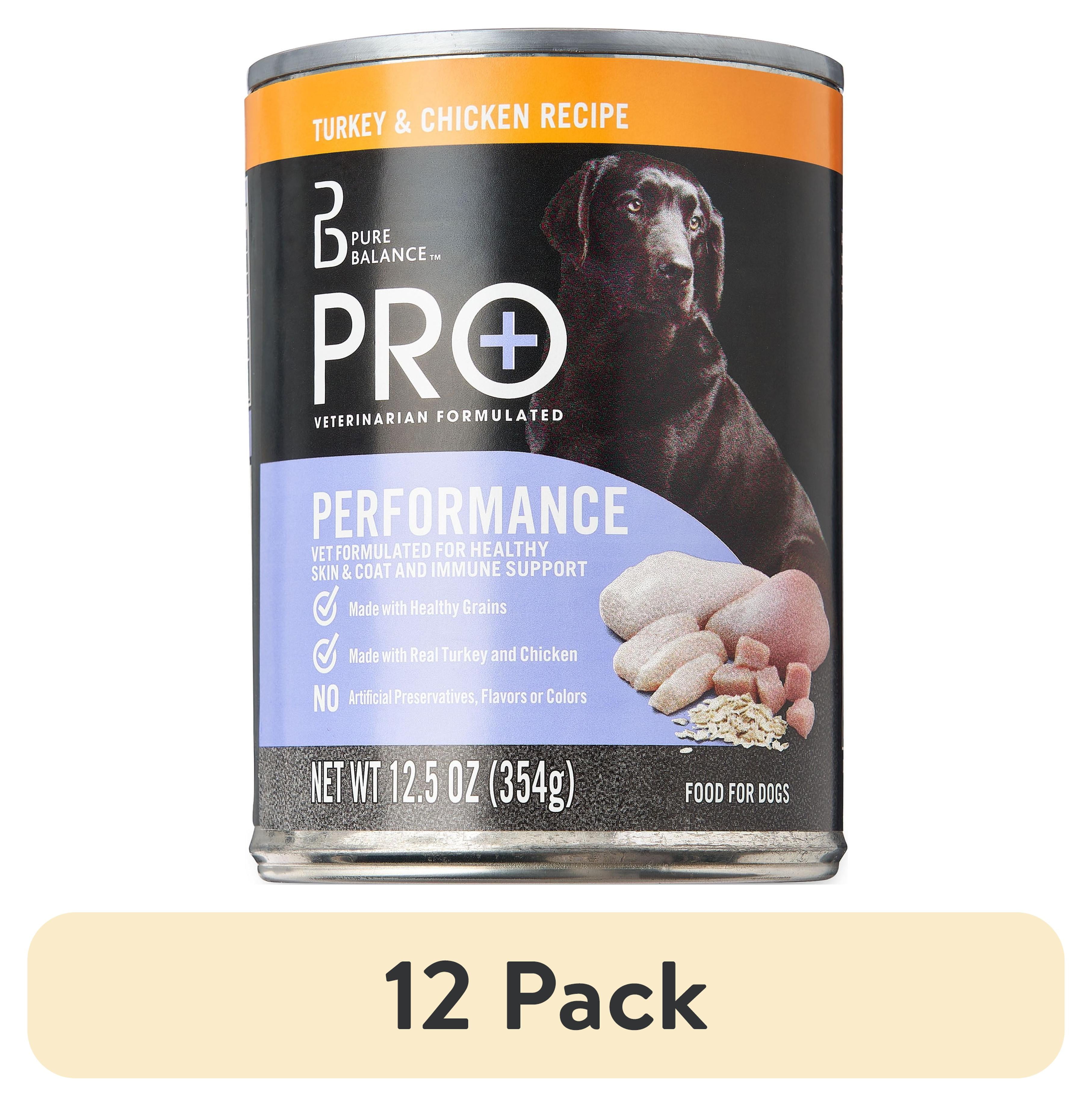 (12 pack) Pure Balance Pro+ Turkey and Chicken Recipe Wet Dog Food for Performance, 12.5 oz Can