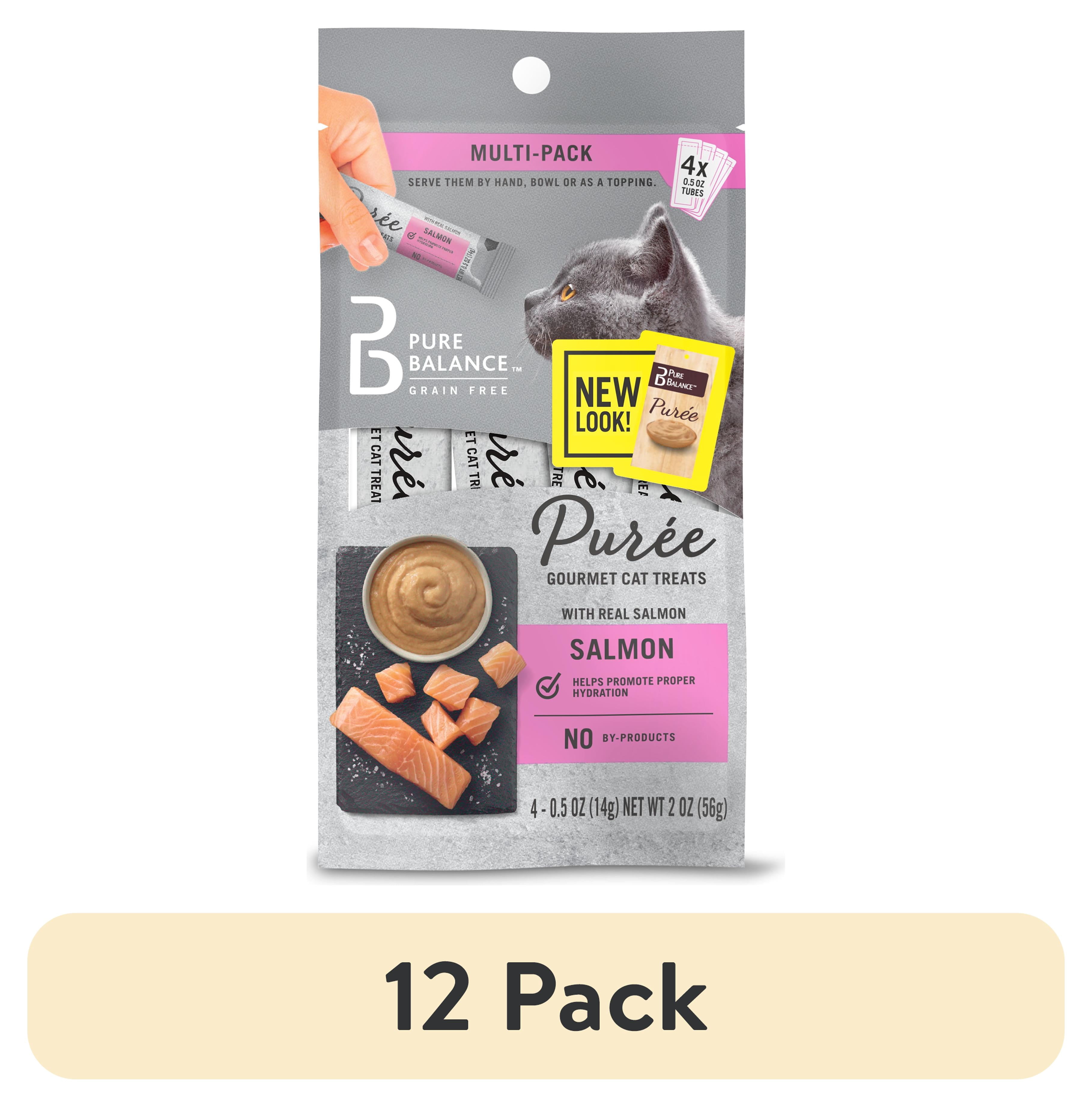 (12 pack) Pure Balance Salmon Puree Gourmet Cat Treats, 0.5 oz, 4 Count