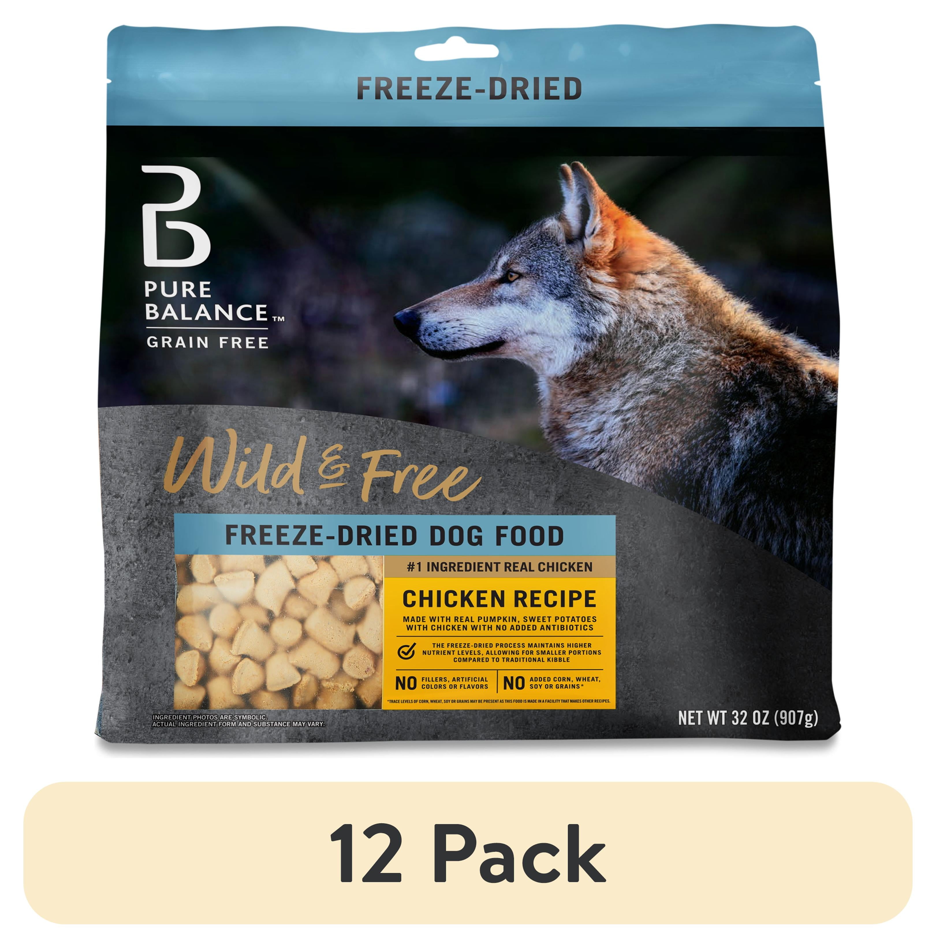 (12 pack) Pure Balance Wild & Free Freeze-Dried Dog Food, Chicken Recipe, 32 oz