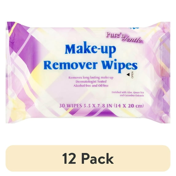 (12 pack) Pure'n Gentle Make-up Remover Wipes, 30 sheets