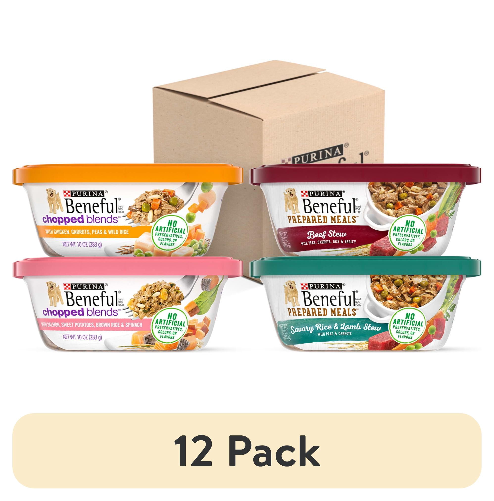 (12 pack) Purina Beneful Chopped Blends Wet Dog Food Soft Beef, Chicken, Salmon & Lamb, 10 oz Tubs