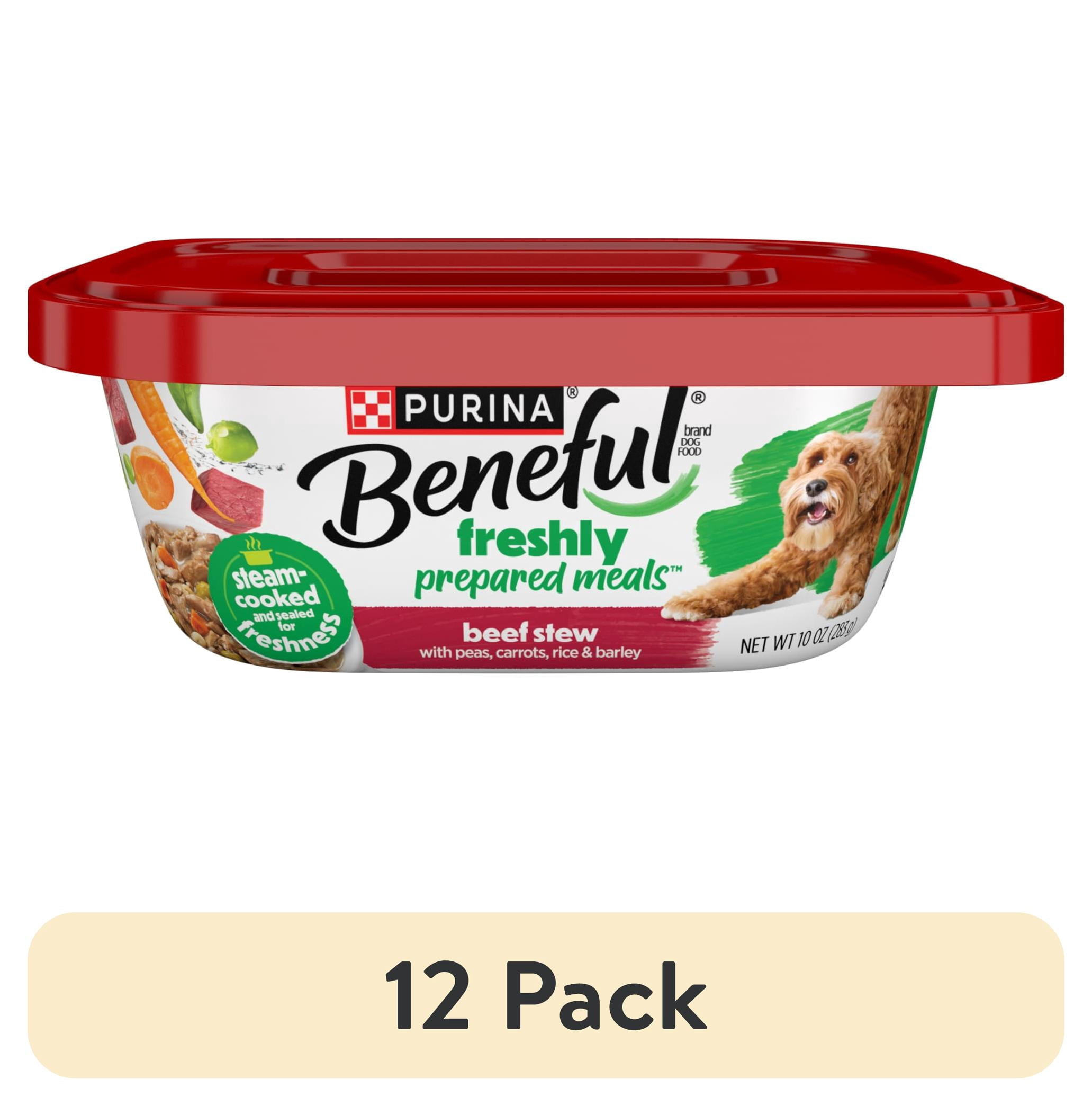 (12 pack) Purina Beneful Dog Food Freshly Prepared Meals, Dog Food Fresh, High Protein Wet Dog Food, Beef Stew, 10 oz, 8 Pack