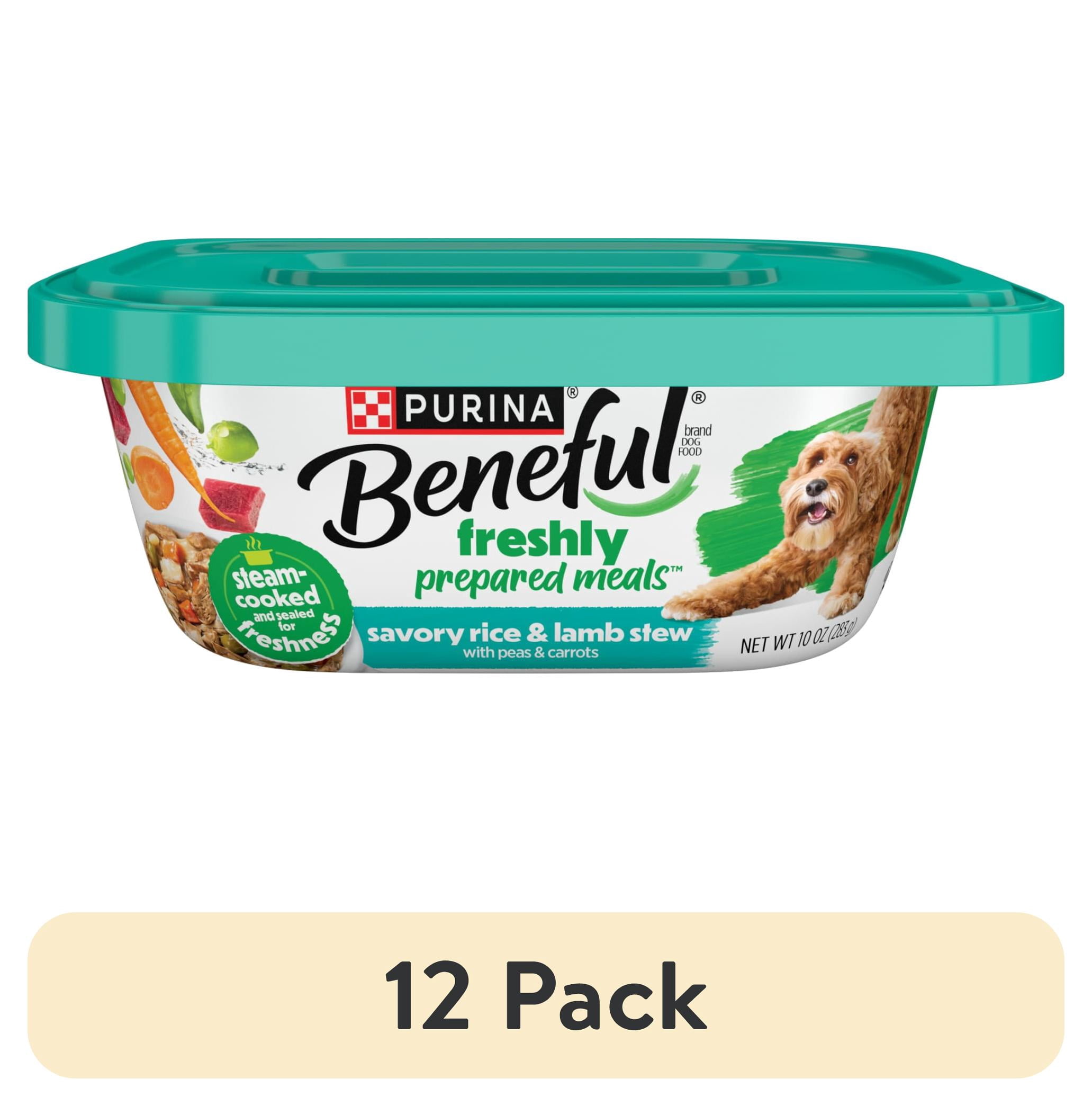 (12 pack) Purina Beneful Freshly Prepared Meals Wet Dog Food, Savory Rice and Lamb Stew with Carrots and Peas, 10 oz.