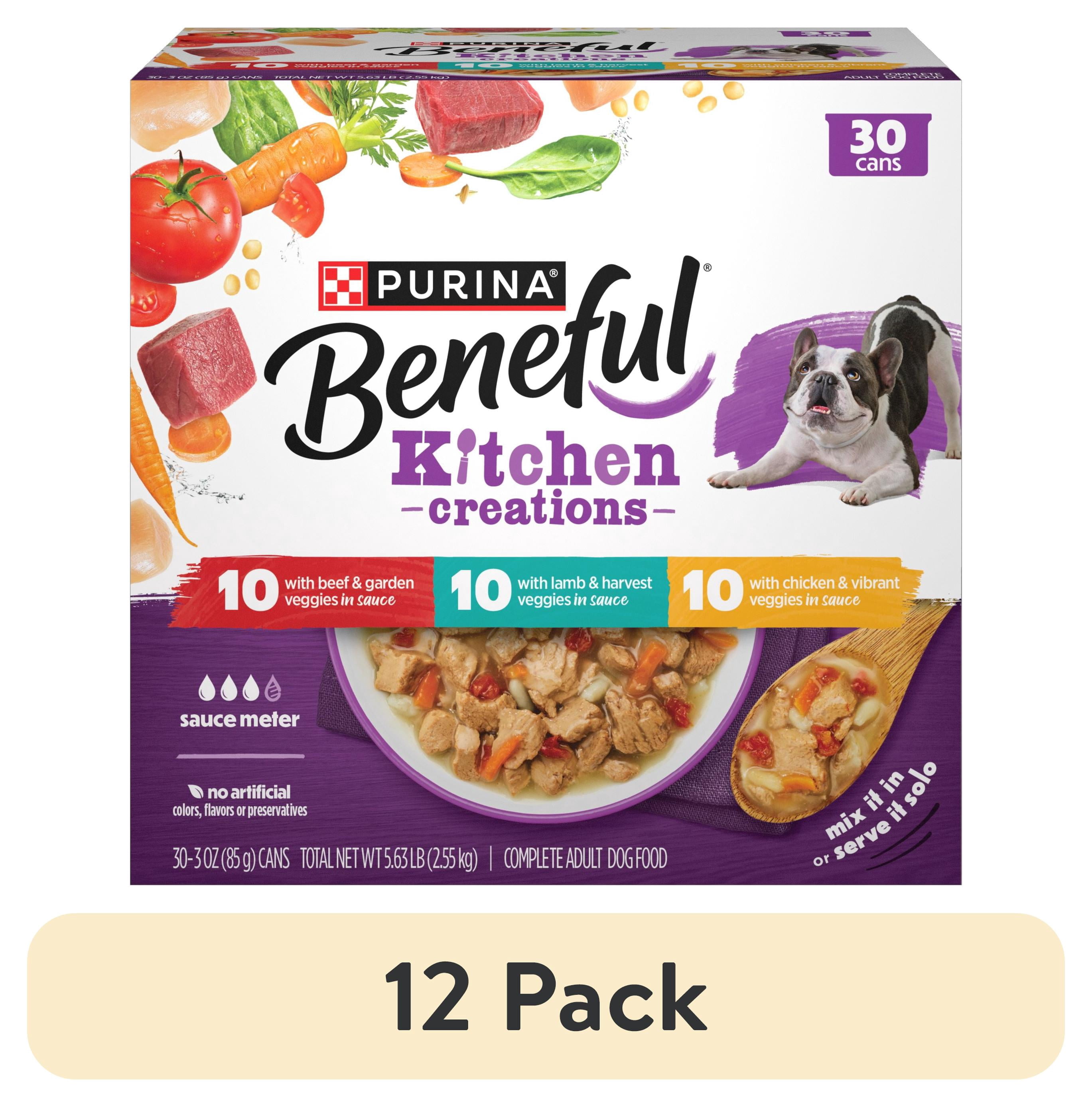 (12 pack) Purina Beneful Kitchen Creations With Beef, Chicken, or Lamb Wet Dog Food Variety Pack, 3 oz Cans (30 Pack)