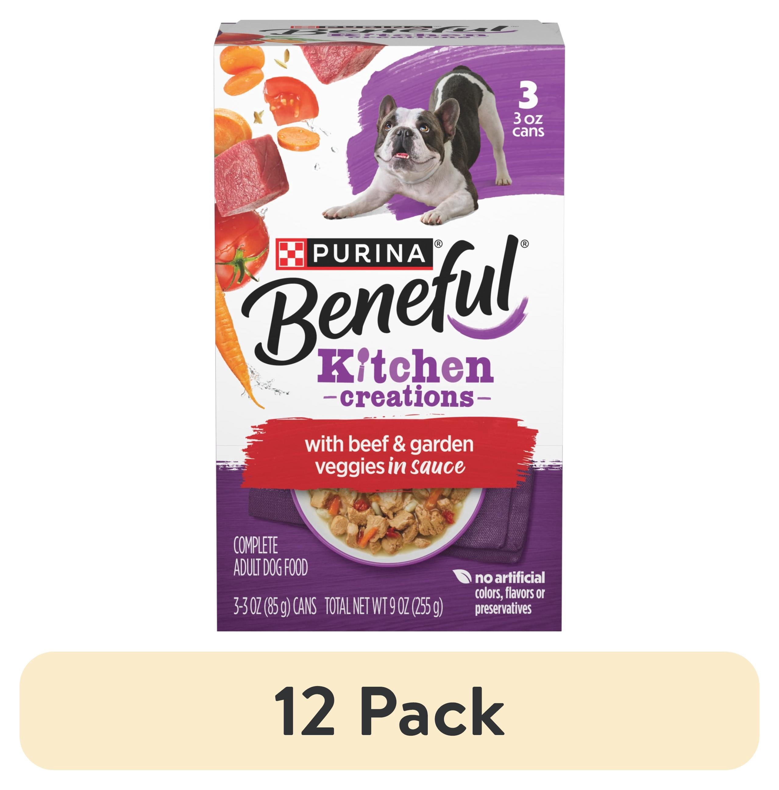 (12 pack) Purina Beneful Kitchen Creations With Beef and Garden Veggies in Sauce Wet Dog Food, 3 oz, 8 Pack