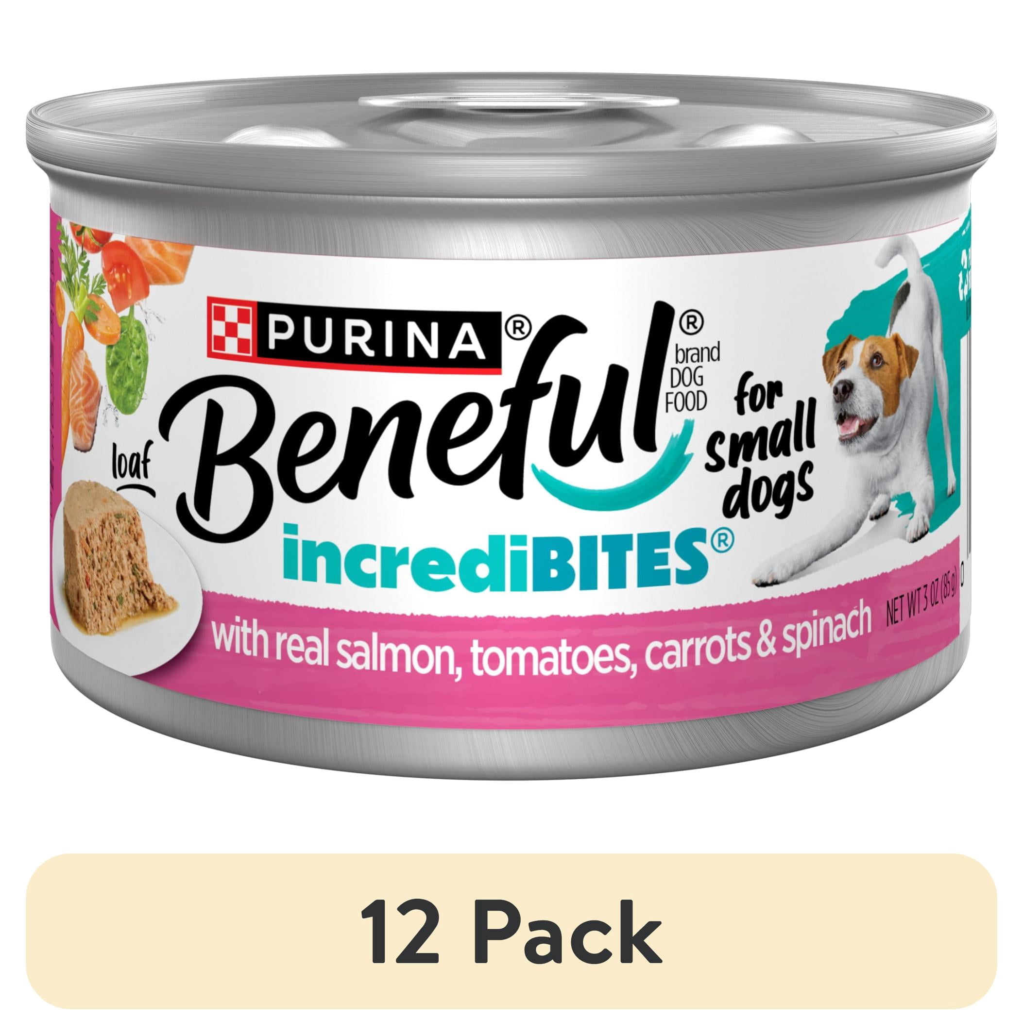 (12 pack) Purina Beneful Small Breed Wet Dog Food, IncrediBites Loaf With Real Salmon Recipe, 3 oz.