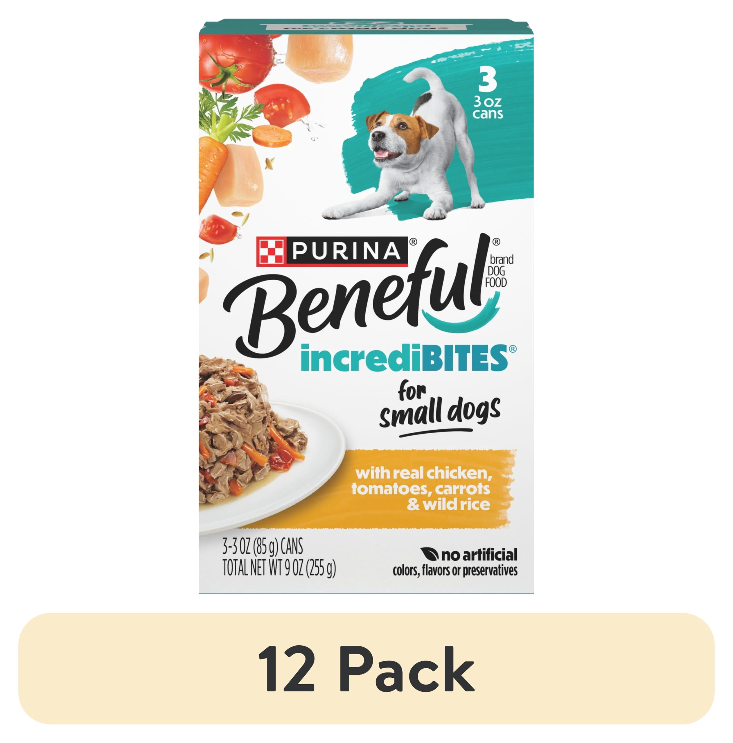(12 pack) Purina Beneful Small Breed Wet Dog Food in Gravy, IncrediBites with Real Chicken, 3 oz Cans