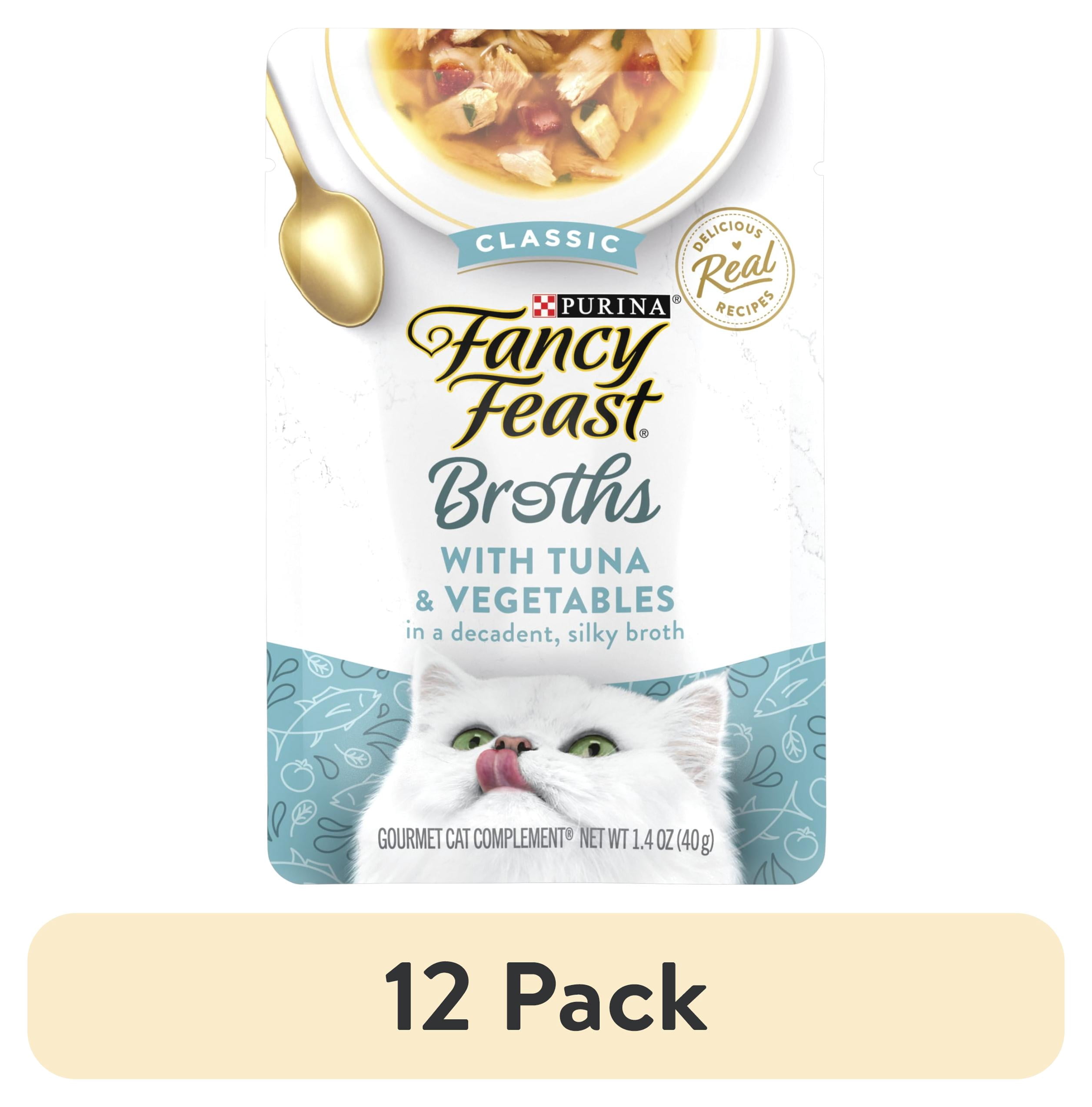 (12 pack) Purina Fancy Feast Broths, Wet Cat Food, Tuna & Vegetables, 1.4 oz Pouch