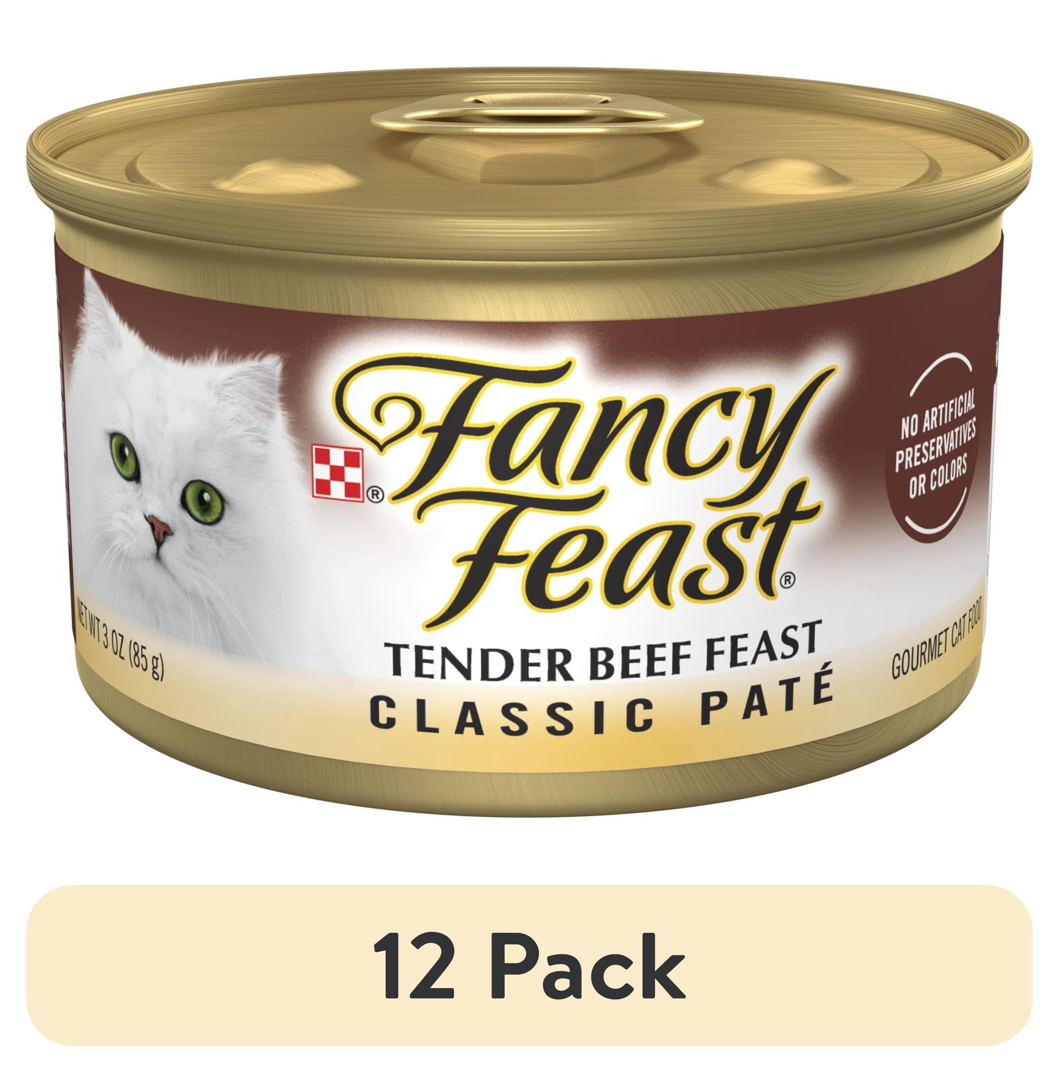 (12 pack) Purina Fancy Feast Tender Beef Feast Classic Grain Free Wet Cat Food Pate, 3 oz.