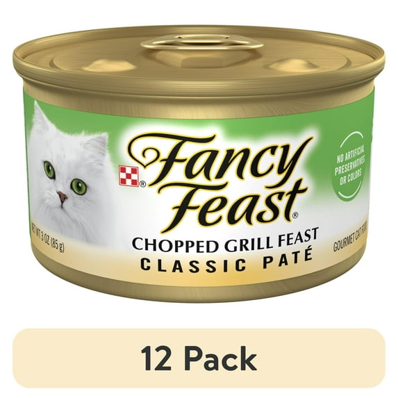 (12 pack) Purina Fancy Feast Classic Pate Kitten Food, Wet Cat Food, Chopped Grill Feast, 3 oz Can