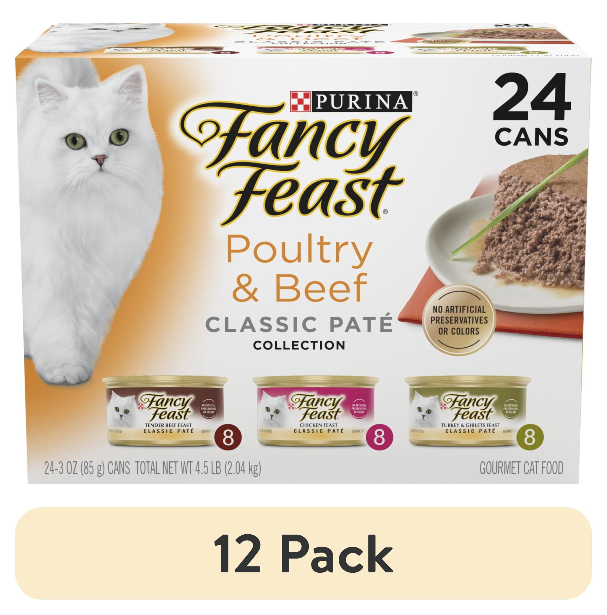 (12 pack) Purina Fancy Feast Poultry & Beef Classic Pate Collection Wet Cat Food Variety Pack, 3 oz Cans (24 Pack)