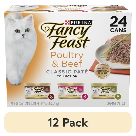 (12 pack) Purina Fancy Feast Classic Pate Kitten Food, Wet Cat Food, Poultry & Beef, 3 oz Cans