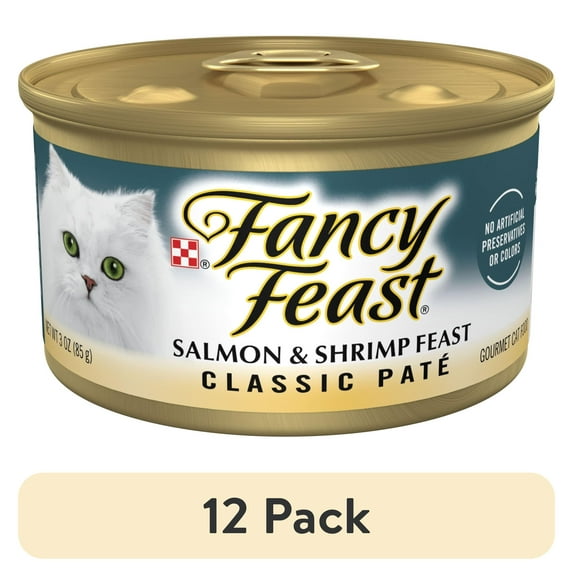 (12 pack) Purina Fancy Feast Classic Pate Kitten Food, Wet Cat Food, Salmon & Shrimp, 3 oz Can
