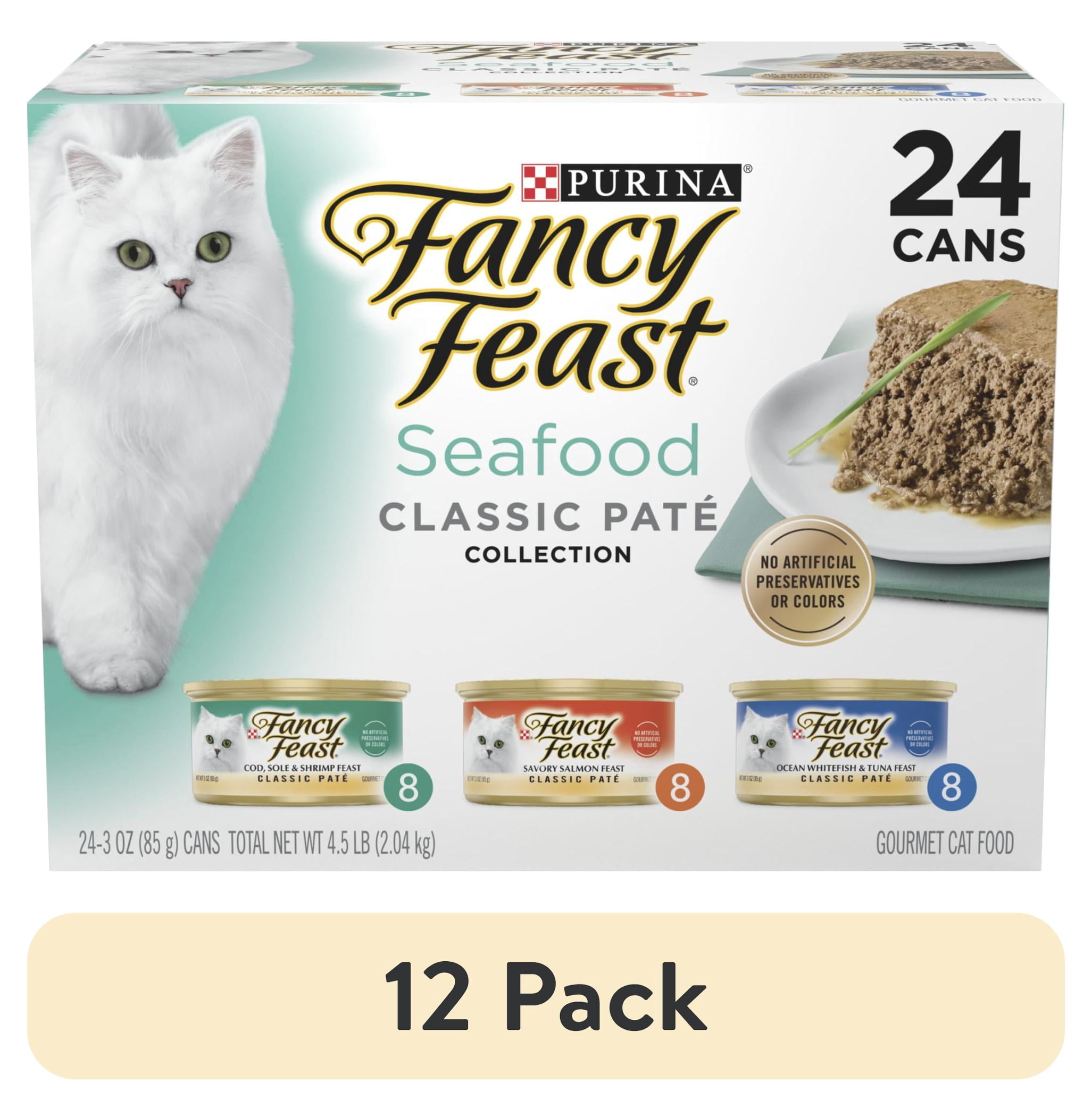 (12 pack) Purina Fancy Feast Seafood Classic Pate Collection Wet Cat Food Variety Pack, 3 oz Cans (24 Pack)
