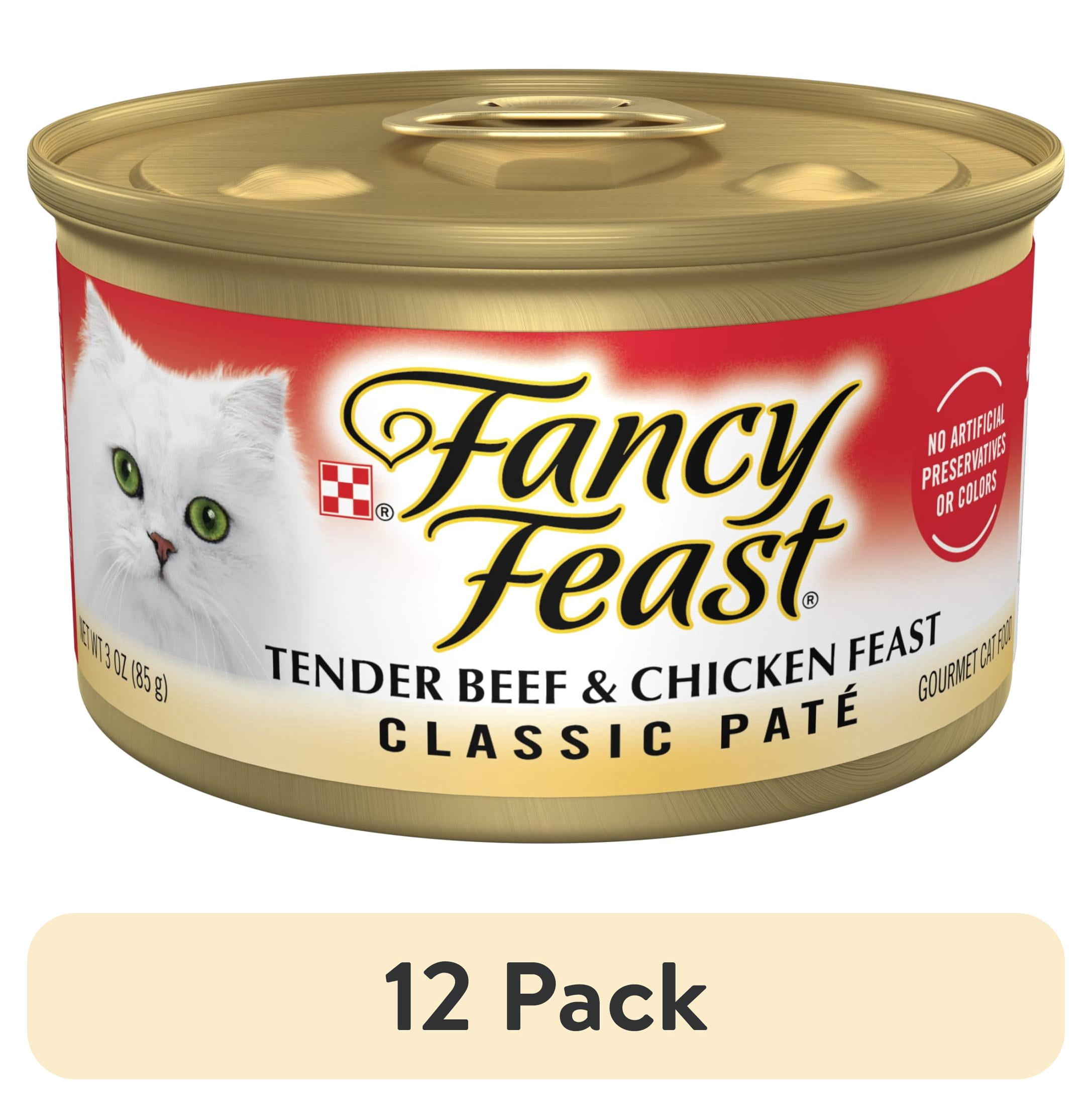 (12 pack) Purina Fancy Feast Tender Beef and Chicken Feast Classic Grain Free Wet Cat Food Pate, 3 oz, 24 Pack