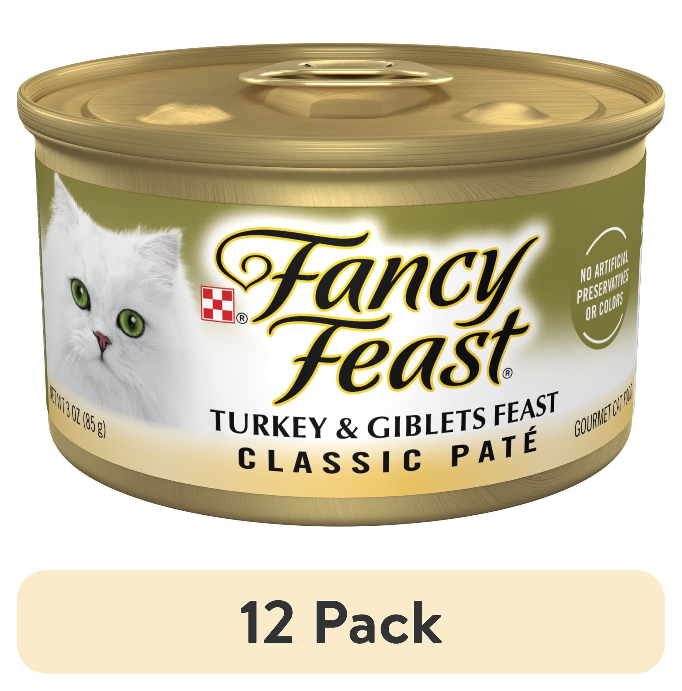 (12 pack) Purina Fancy Feast Pate Turkey and Giblets Feast Classic Grain Free Wet Cat Food Pate, 3 oz, 24 Pack