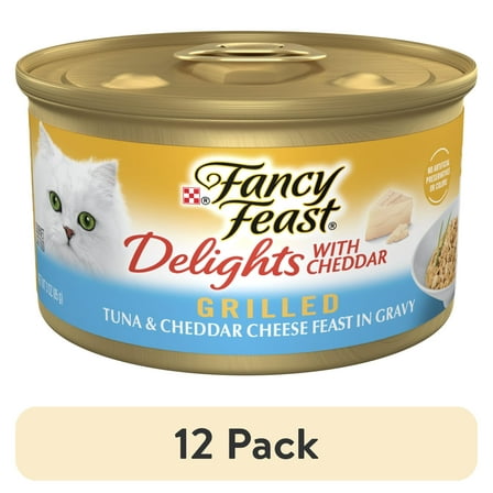 (12 pack) Purina Fancy Feast Delights with Cheddar Wet Cat Food, Grilled Tuna & Cheddar, 3 oz Can