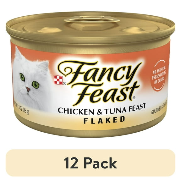 (12 pack) Purina Fancy Feast Flaked Kitten Food, Wet Cat Food, Chicken & Tuna Feast, 3 oz Can