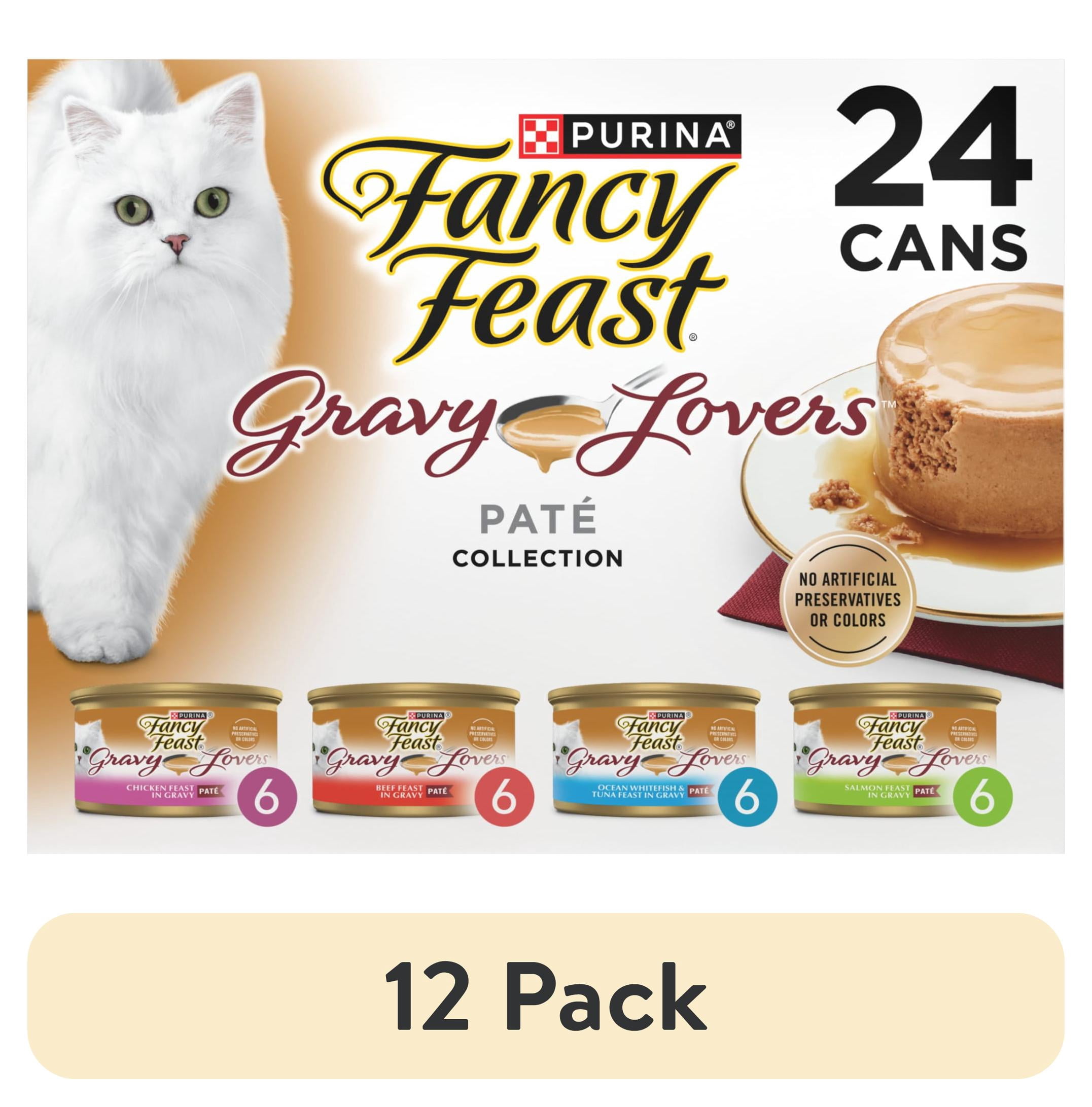 (12 pack) Purina Fancy Feast Gravy Lovers Pate Collection Wet Cat Food Variety Pack, 3 oz Cans (24 Pack)