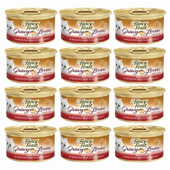 (12 pack) Purina Fancy Feast Gravy Lovers Wet Cat Food, Beef in Gravy, 3 oz Can