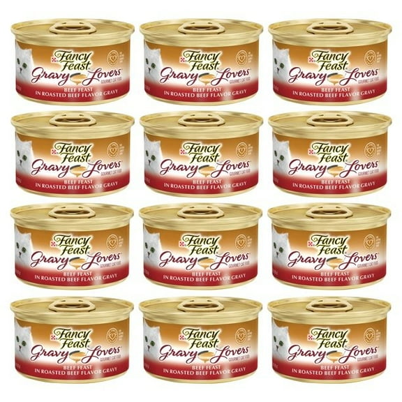 (12 pack) Purina Fancy Feast Gravy Lovers Wet Cat Food, Beef in Gravy, 3 oz Can