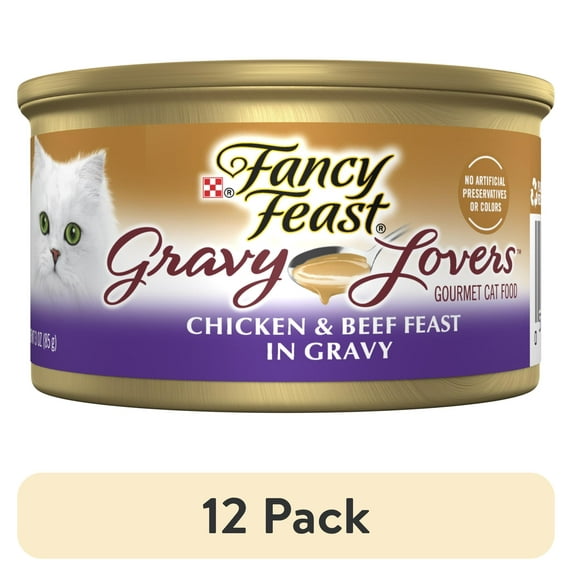 (12 pack) Purina Fancy Feast Gravy Lovers Wet Cat Food, Chicken & Beef in Gravy, 3 oz Can
