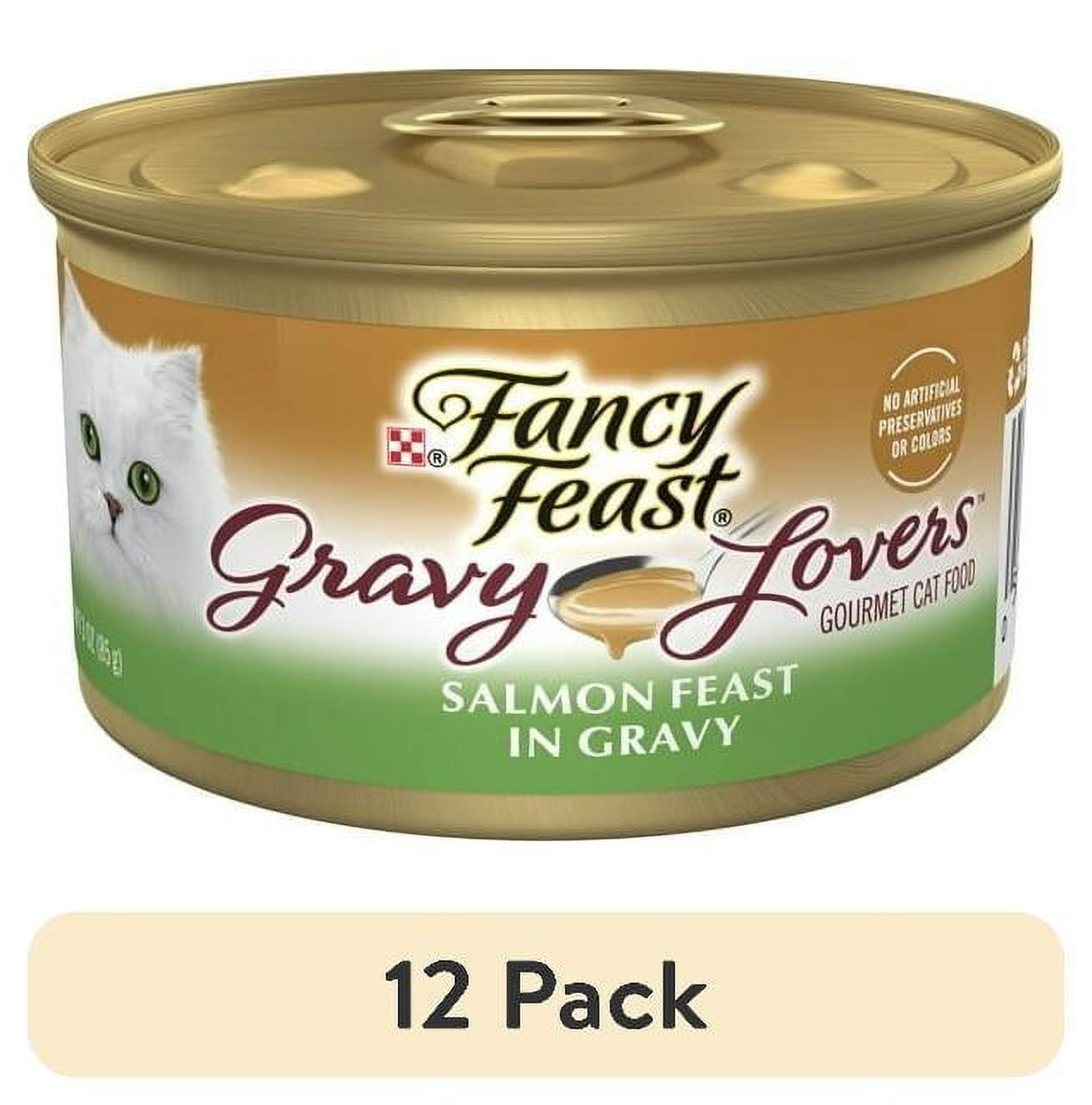 (12 pack) Purina Fancy Feast Gravy Lovers Wet Cat Food, Seared Salmon in Gravy, 3 oz Can