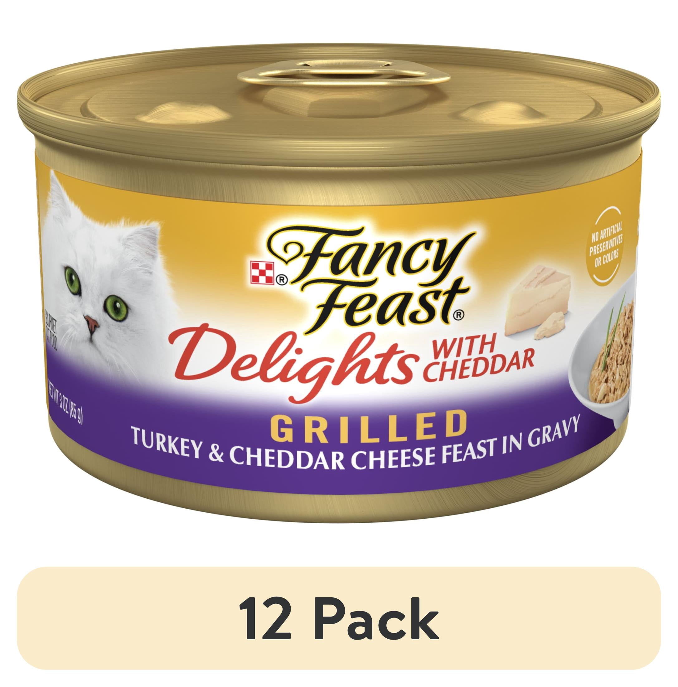 (12 pack) Purina Fancy Feast Delights with Cheddar Wet Cat Food, Grilled Turkey & Cheddar, 3 oz Cans