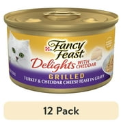 (12 pack) Purina Fancy Feast Delights with Cheddar Wet Cat Food, Grilled Turkey & Cheddar, 3 oz Cans