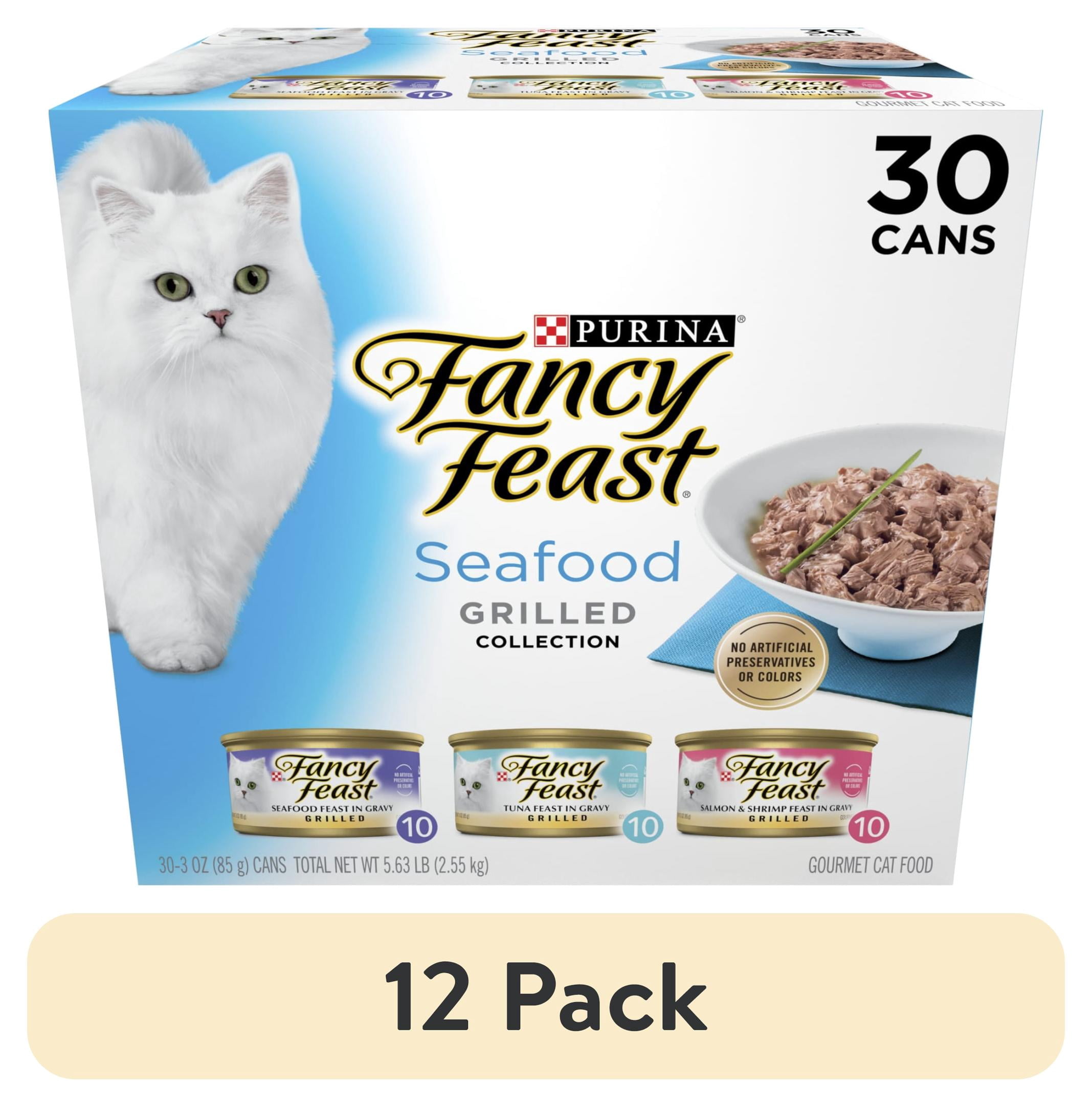 (12 pack) Purina Fancy Feast Grilled Food, Wet Cat Food, Seafood, 3 oz Cans, 30 Pack